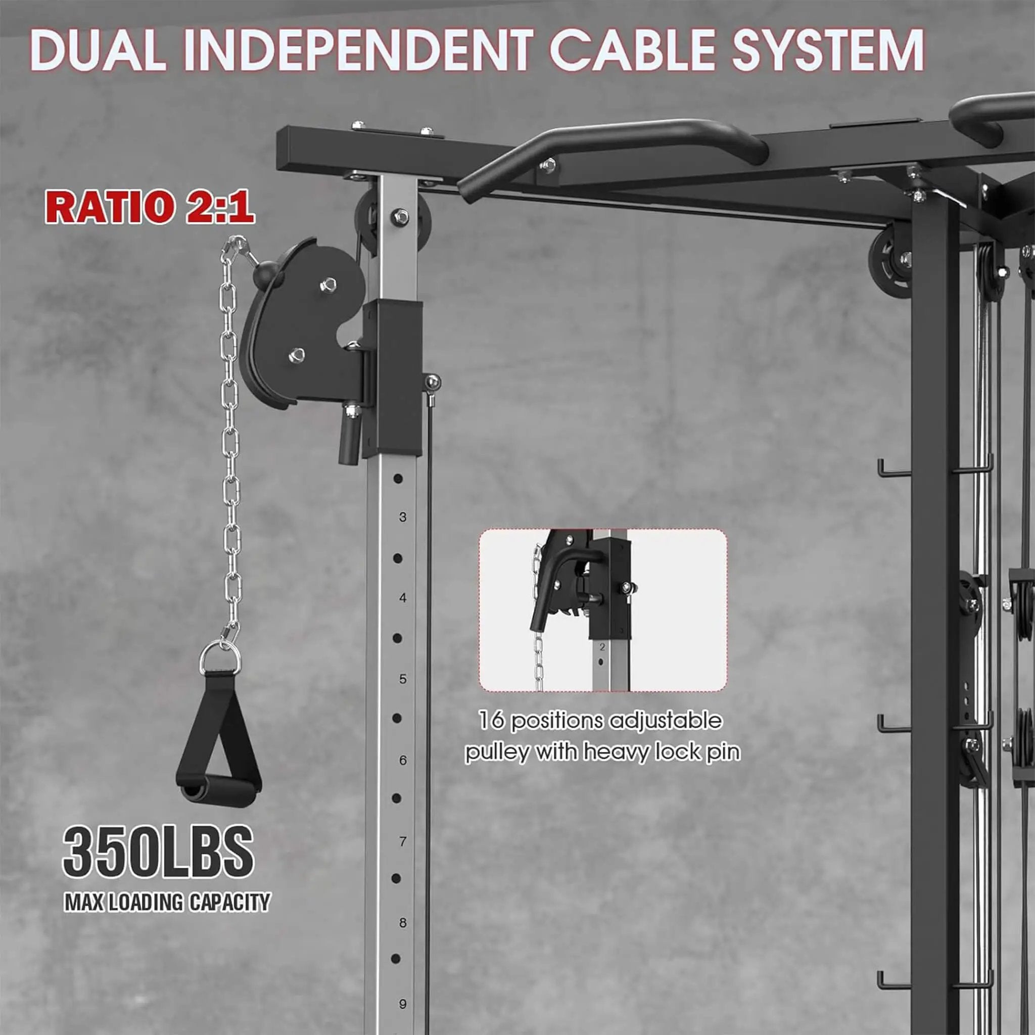 Rovix Dual Pulley Cable Crossover Machine With Pull Up And LAT Bar (SAK98124) by SAKSBY WHOLESALE