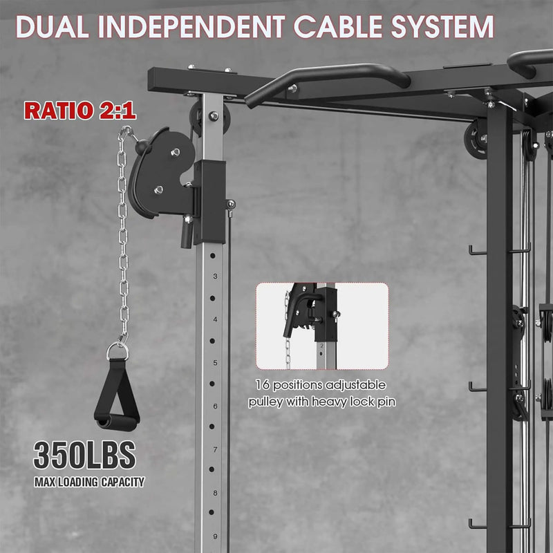 Rovix Dual Pulley Cable Crossover Machine With Pull Up And LAT Bar (SAK98124) by SAKSBY WHOLESALE