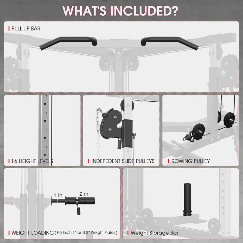 Rovix Dual Pulley Cable Crossover Machine With Pull Up And LAT Bar (SAK98124) by SAKSBY WHOLESALE