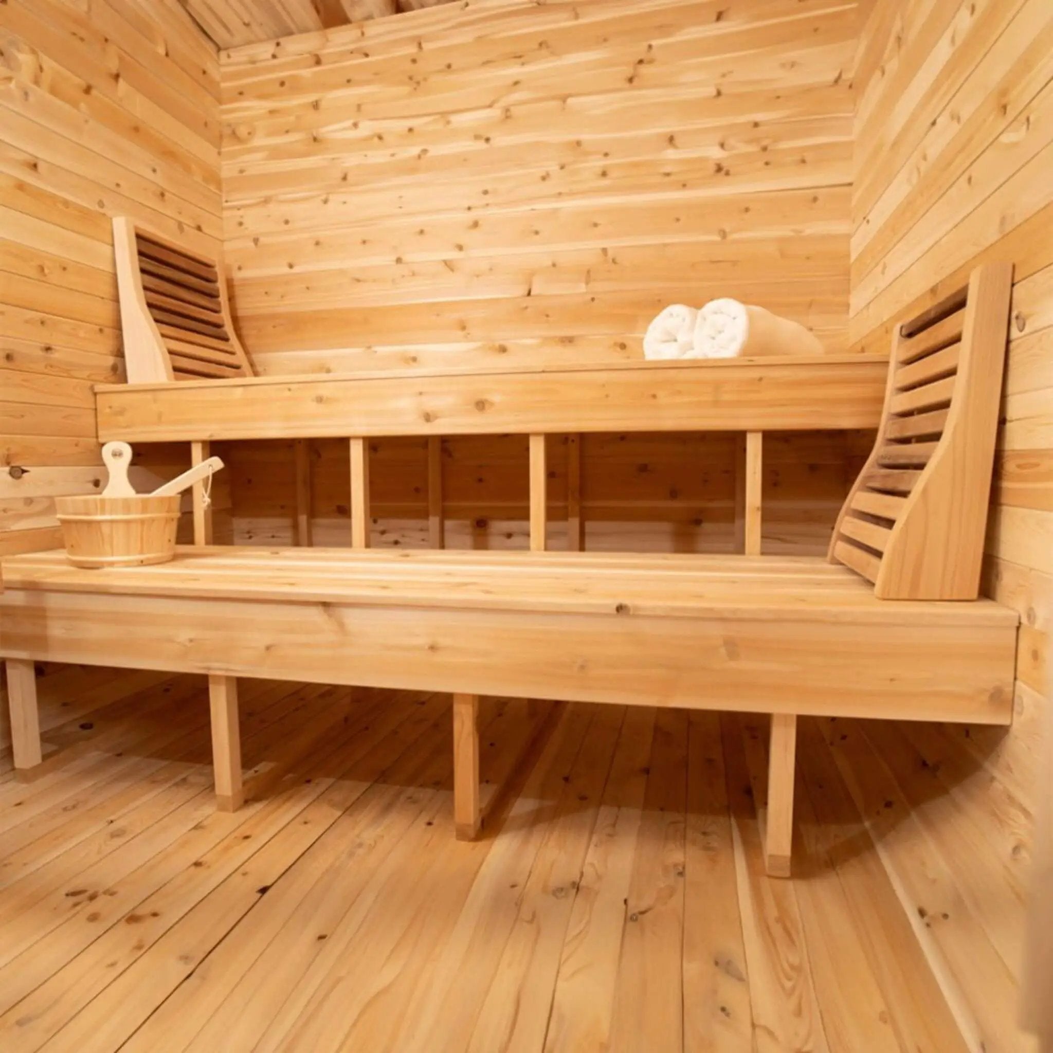 Dundalk Leisurecraft 4-Person Canadian Timber Luna Cube Sauna With Sloped Roof And Front Window [CTC22LU] (SAK96475) by SAKSBY WHOLESALE