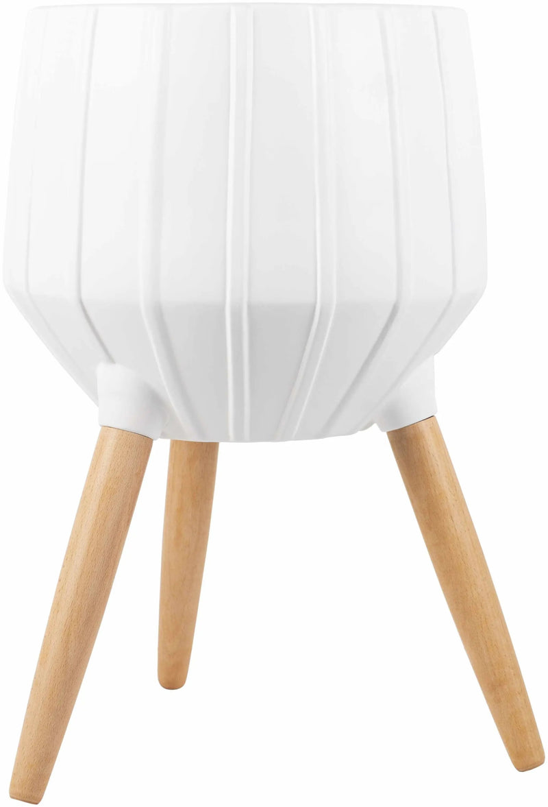 Dunguan White Ribbed Wood Outdoor Planter - Clearance by Boutique Rugs