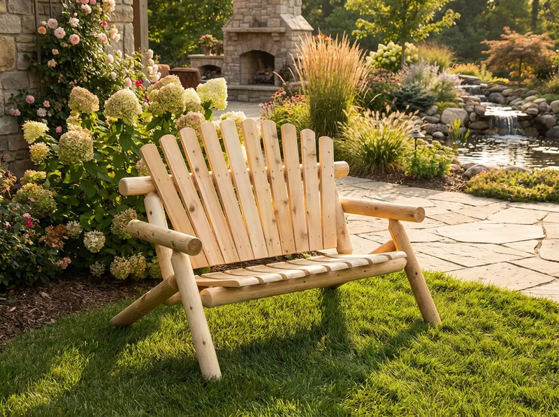 Durable Outdoor Wooden Bench by Cedar Creek Rustic Furniture
