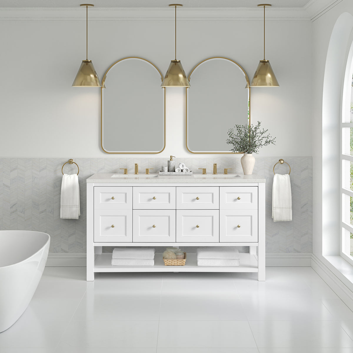 James Martin Breckenridge 60" Double Bathroom Vanity, Bright White, view 28
