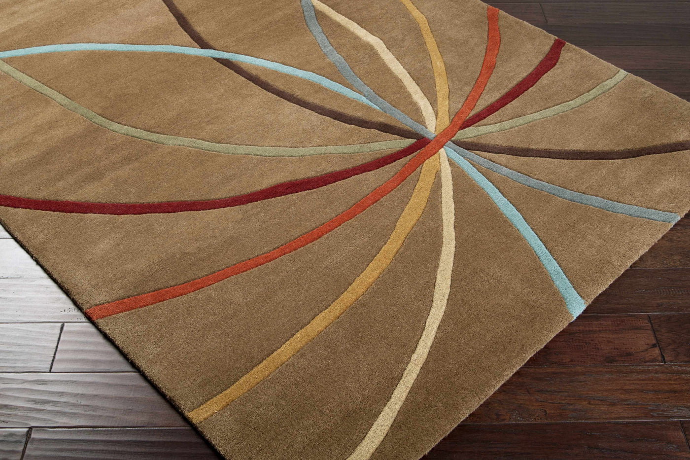Davison Brown Geometric Modern Wool Rug by Boutique Rugs