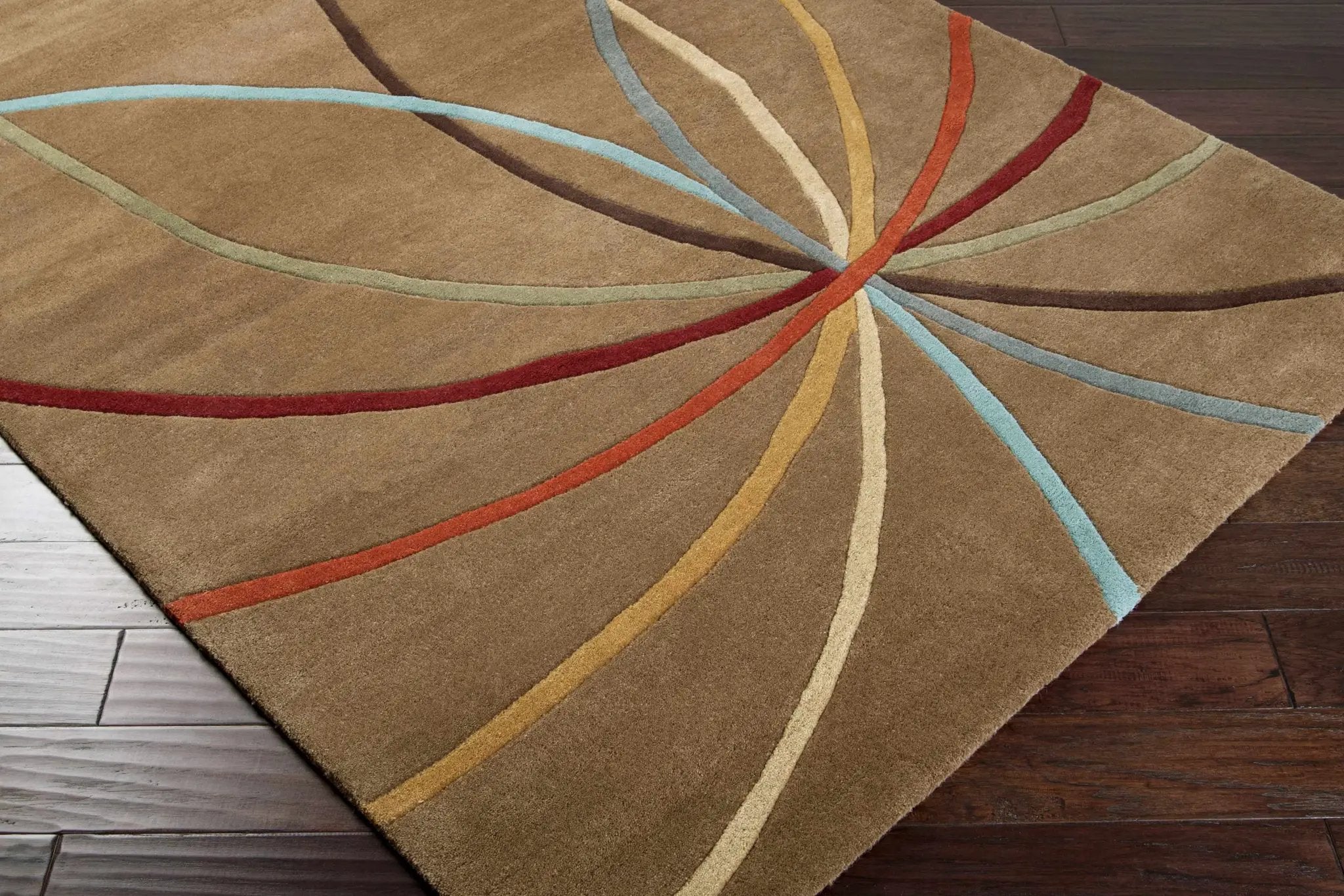 Davison Brown Geometric Modern Wool Rug by Boutique Rugs