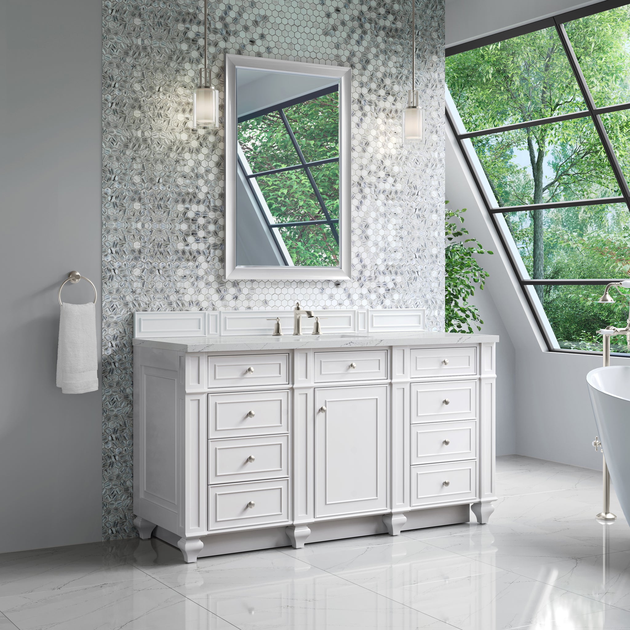 James Martin Bristol 60" Single Bathroom Vanity, Bright White by James Martin