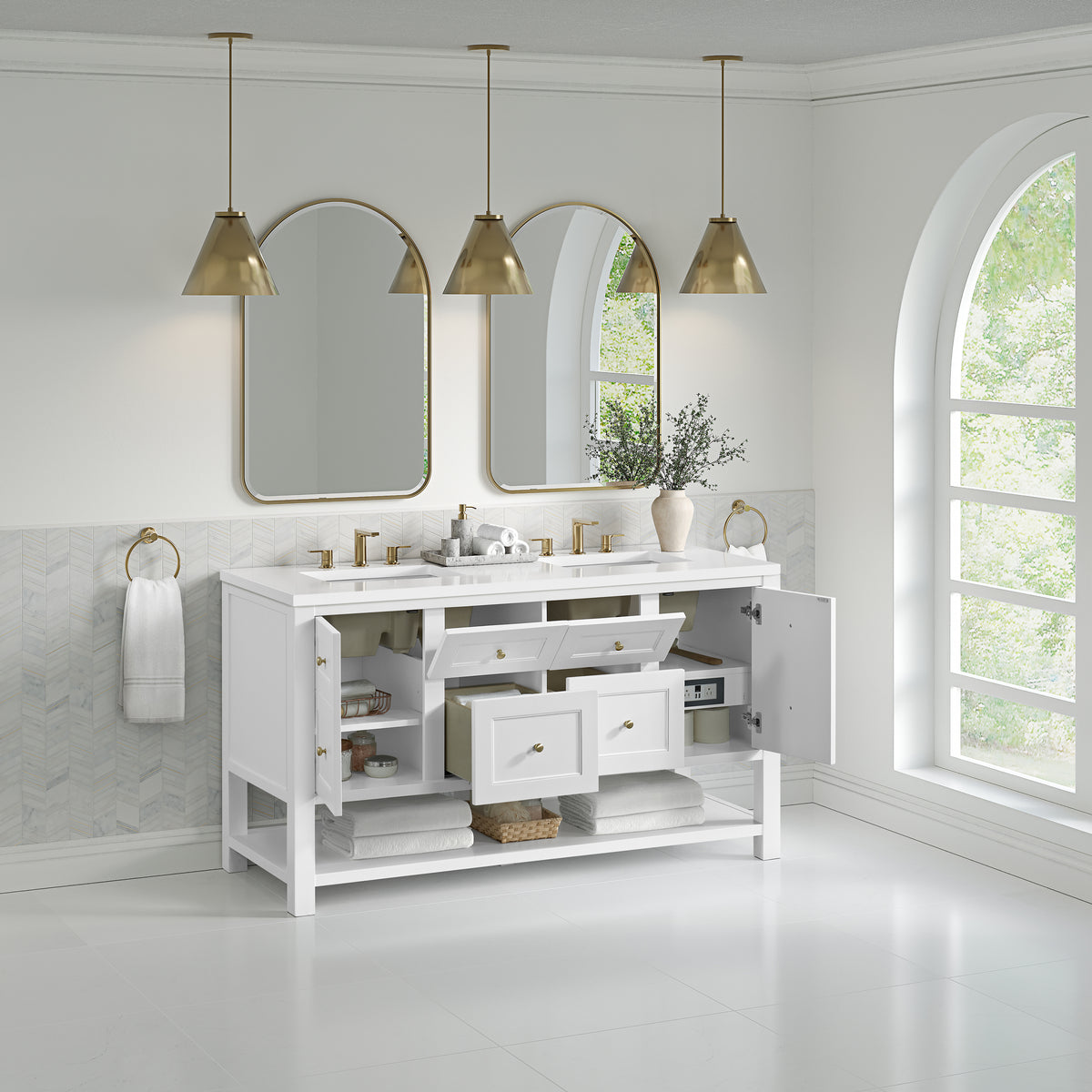 James Martin Breckenridge 60" Double Bathroom Vanity, Bright White, view 37