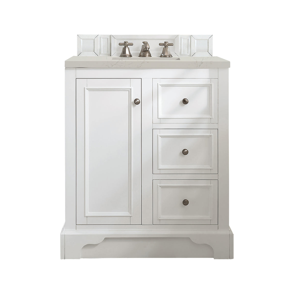 James Martin De Soto 30" Single Bathroom Vanity, Bright White with Siberian countertop