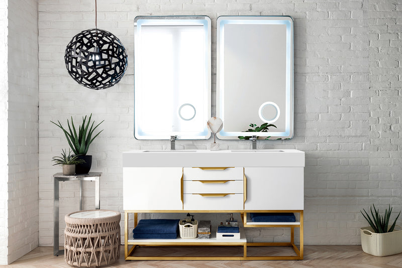 James Martin Columbia 59" Double Bathroom Vanity, Glossy White, view 3