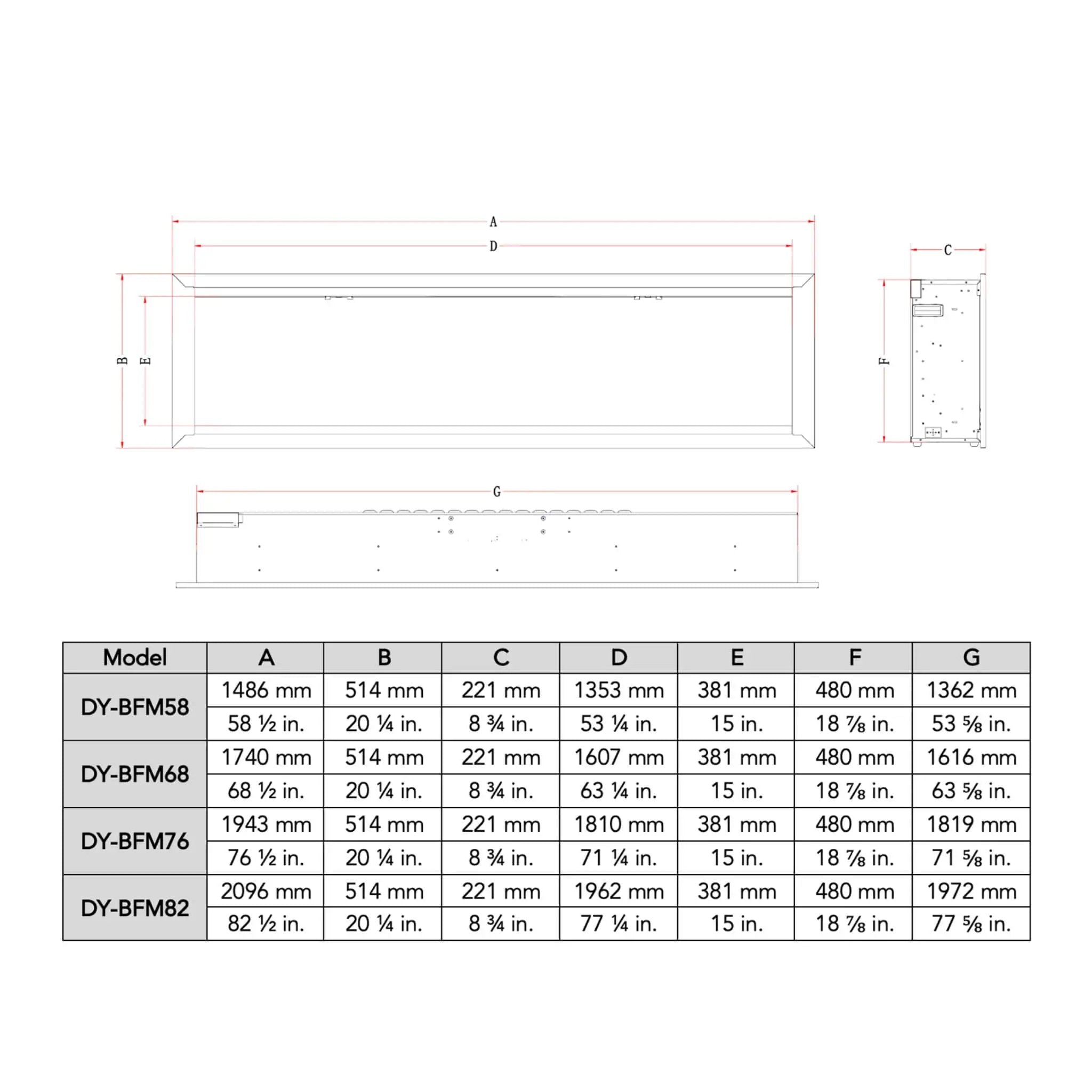 Dynasty Allegro 58-Inch Smart Linear Electric Fireplace With Heater Timer Settings [DY-BFM58] (SAK23948) by SAKSBY WHOLESALE
