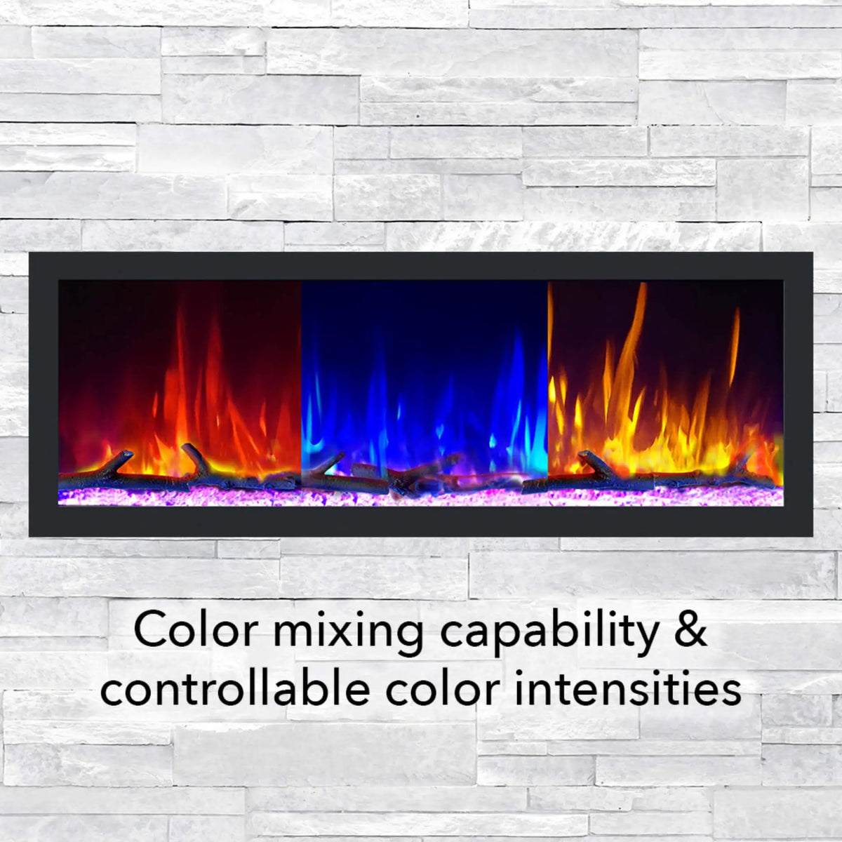 Dynasty Cascade 64-Inch Smart Linear Electric Fireplace With Front Facing Heater [DY-BTX64] (SAK15932) by SAKSBY WHOLESALE