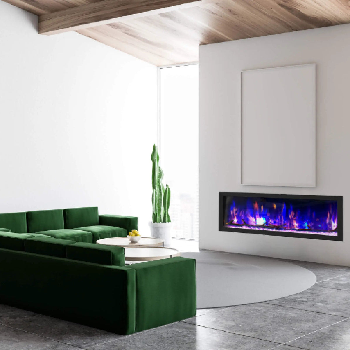 Dynasty Cascade 52-Inch Recessed Smart Linear Electric Fireplace With Dynasty App [DY-BTX52] (SAK73485) by SAKSBY WHOLESALE
