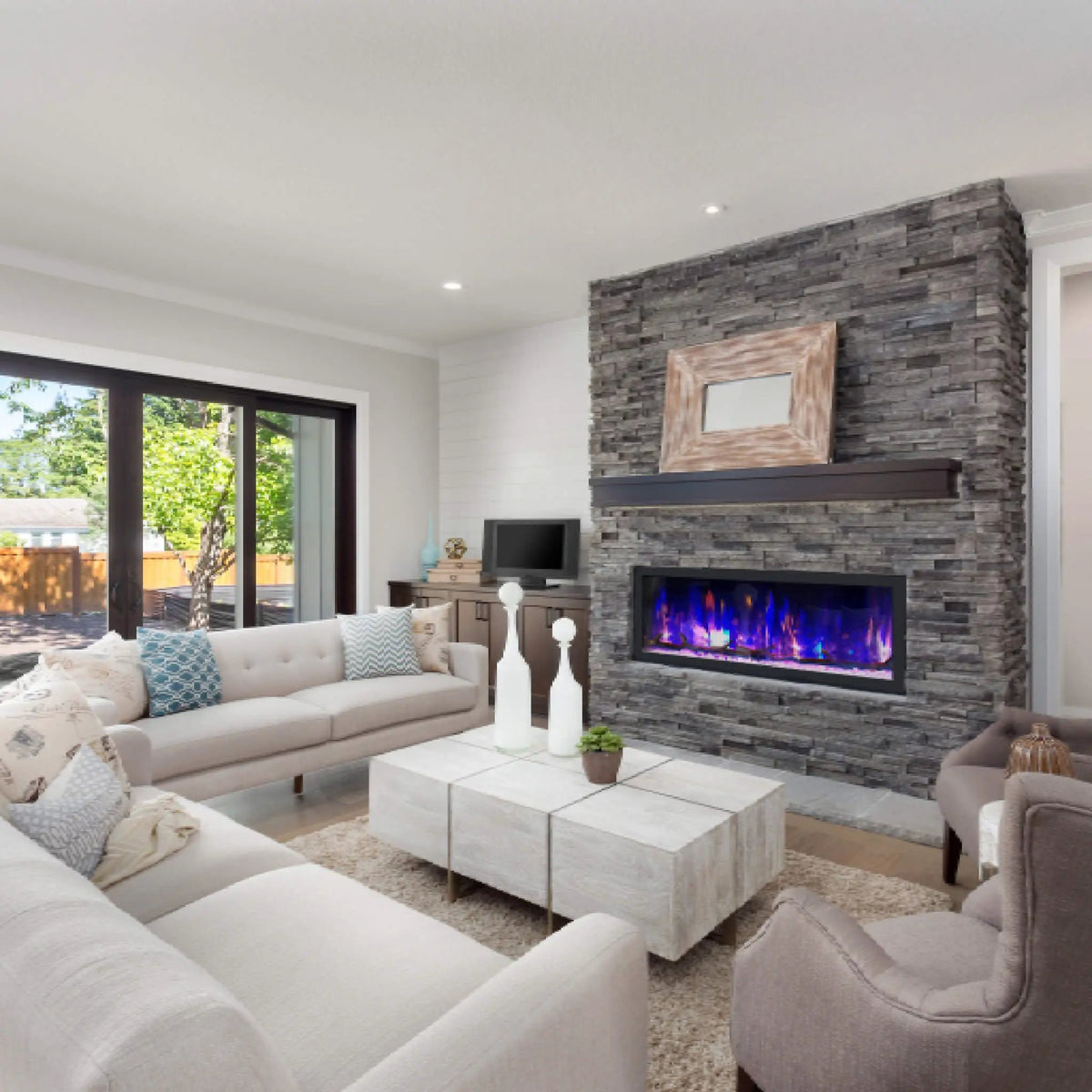 Dynasty Cascade 52-Inch Recessed Smart Linear Electric Fireplace With Dynasty App [DY-BTX52] (SAK73485) by SAKSBY WHOLESALE