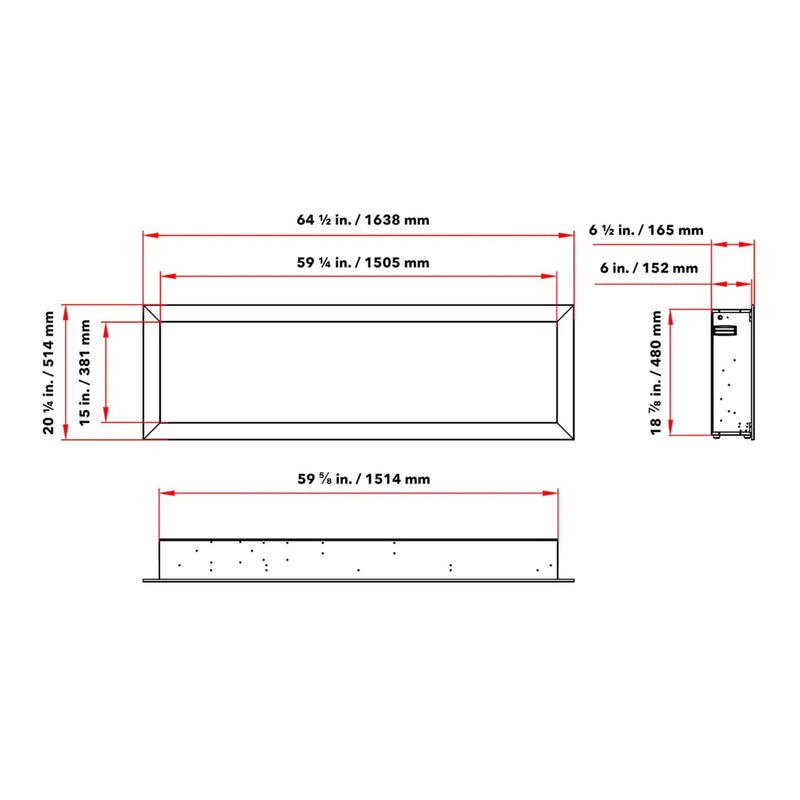 Dynasty Cascade 64-Inch Smart Linear Electric Fireplace With Front Facing Heater [DY-BTX64] (SAK15932) by SAKSBY WHOLESALE