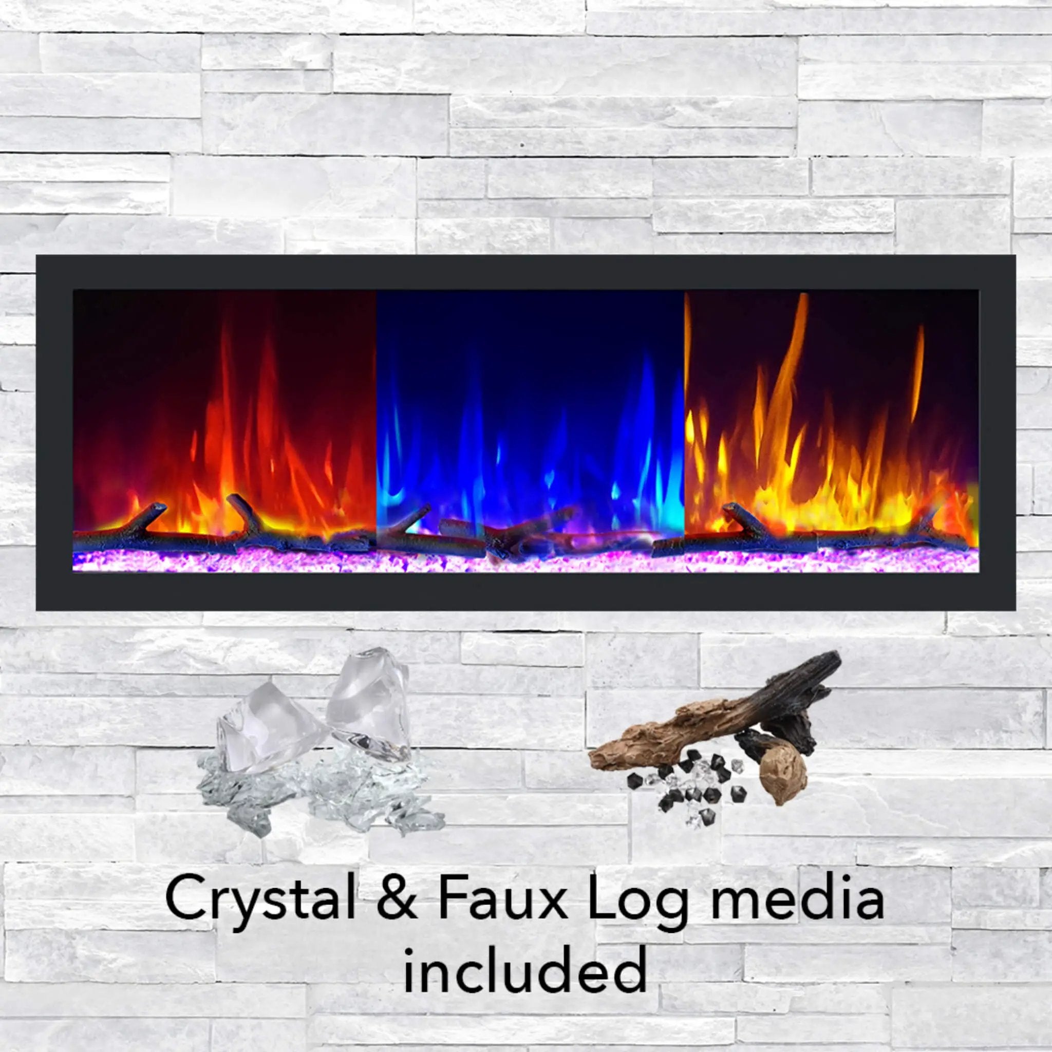 Dynasty Cascade 52-Inch Recessed Smart Linear Electric Fireplace With Dynasty App [DY-BTX52] (SAK73485) by SAKSBY WHOLESALE