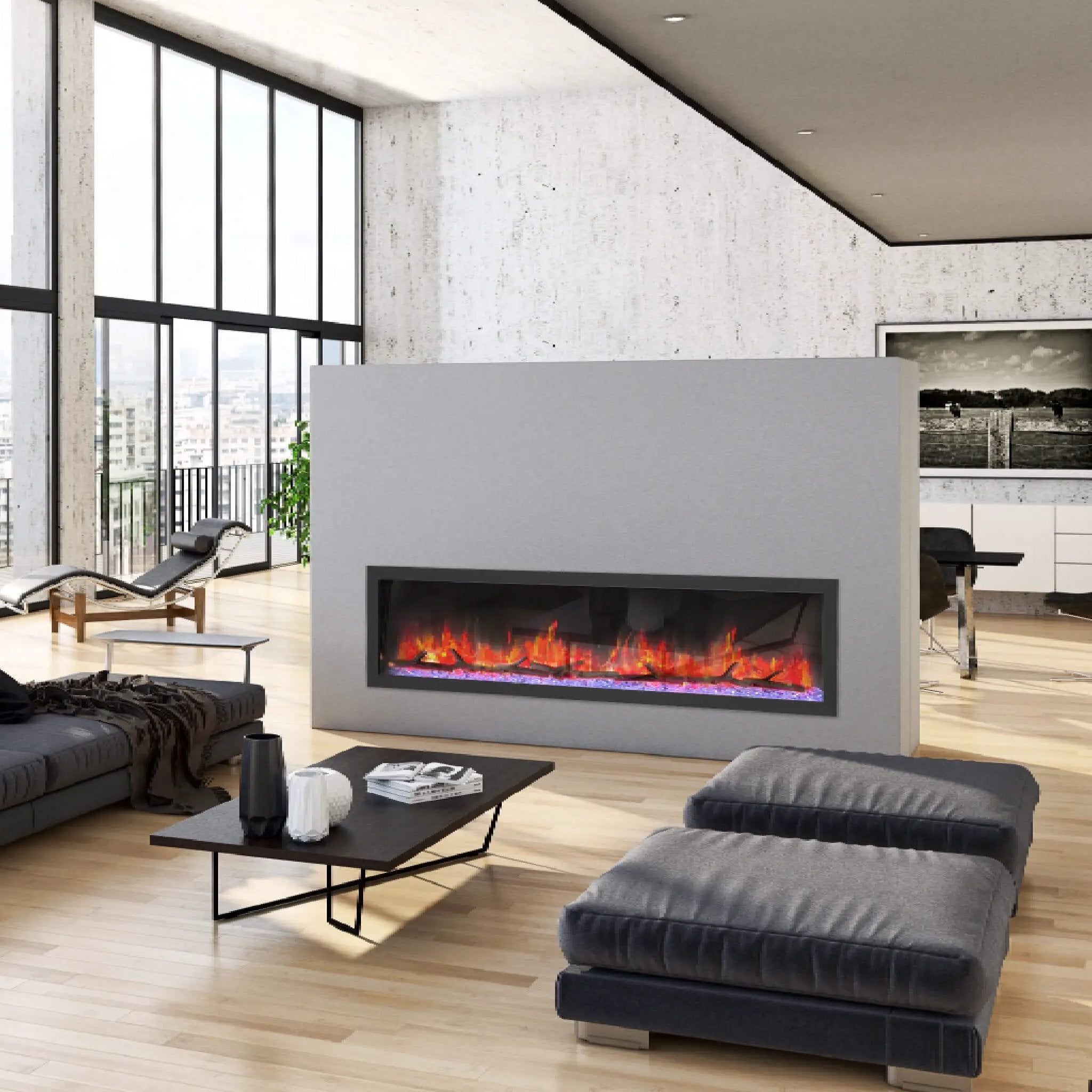 Dynasty Cascade 74-Inch Smart Linear Electric Fireplace [DY-BTX74] (SAK61984) by SAKSBY WHOLESALE