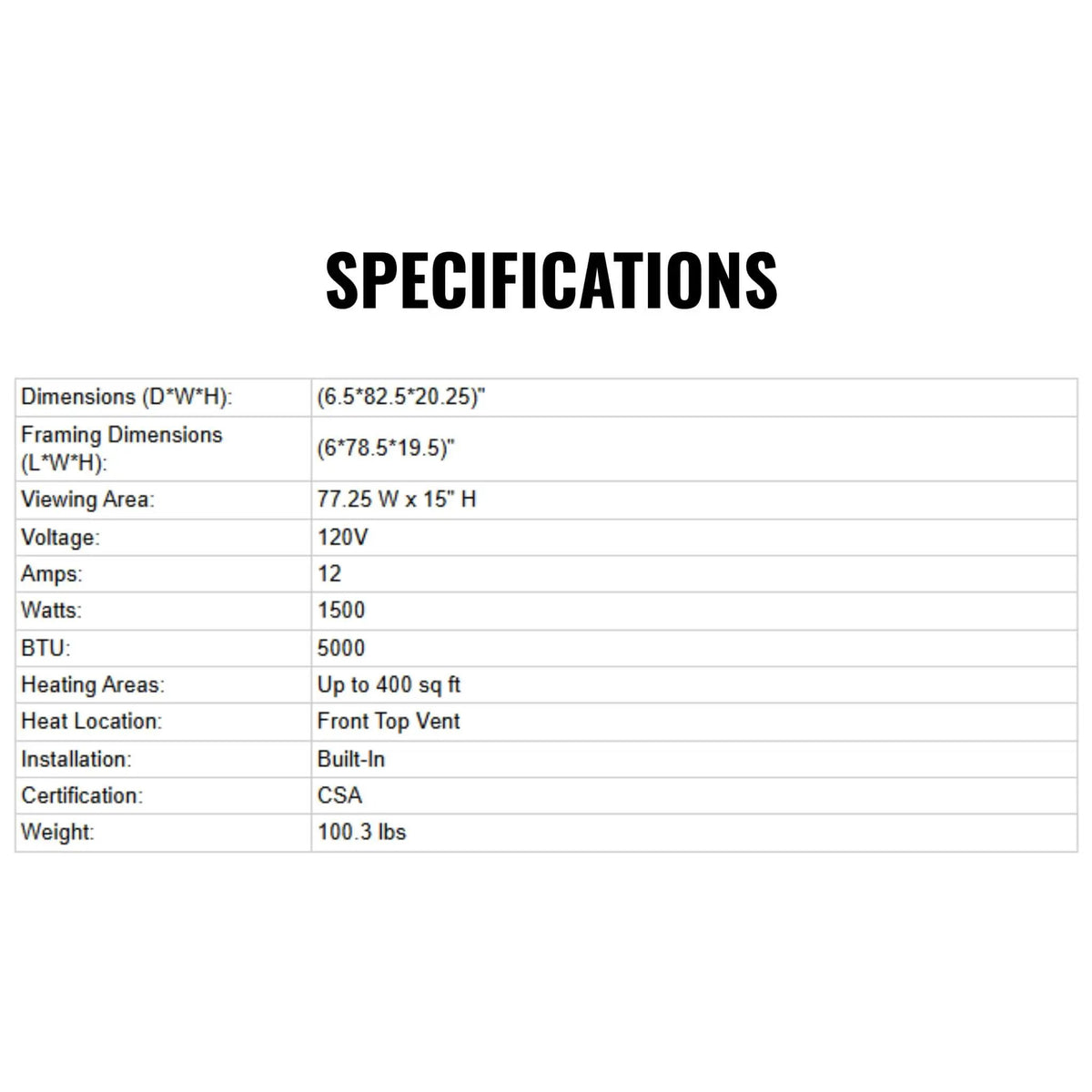 Dynasty Cascade 82-Inch Recessed Linear Electric Fireplace [DY-BTX82] (SAK30567), dimensions drawing 2
