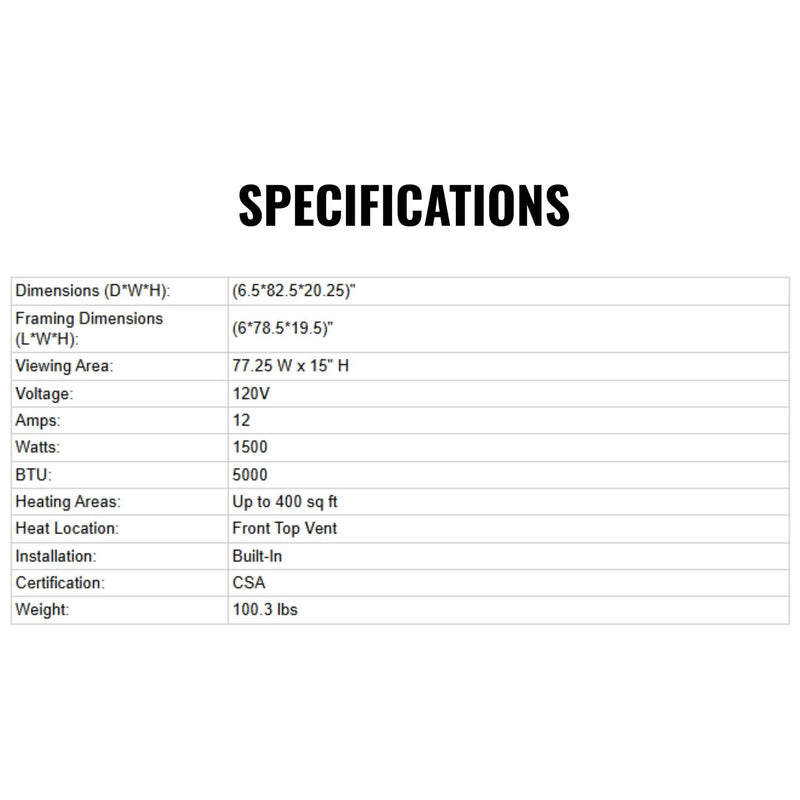 Dynasty Cascade 82-Inch Recessed Linear Electric Fireplace [DY-BTX82] (SAK30567), dimensions drawing 2