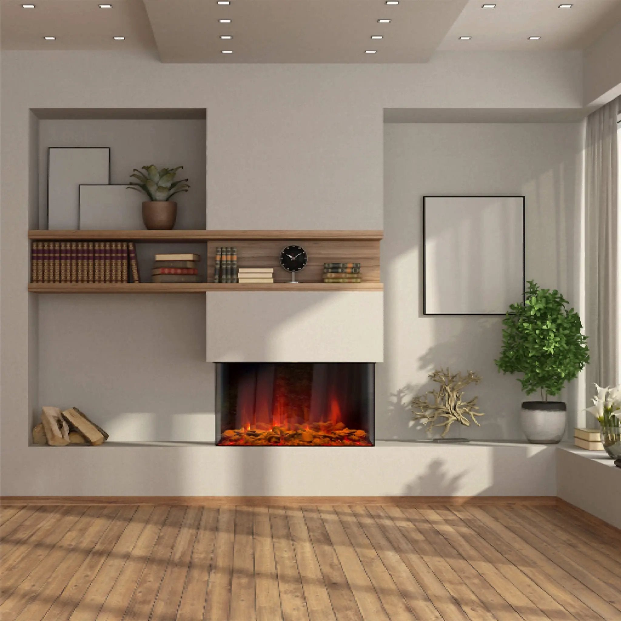 Dynasty Melody 35-Inch Multi-Sided Smart Electric Fireplace With Auto Shut Off [DY-BTS35] (SAK87490) by SAKSBY WHOLESALE