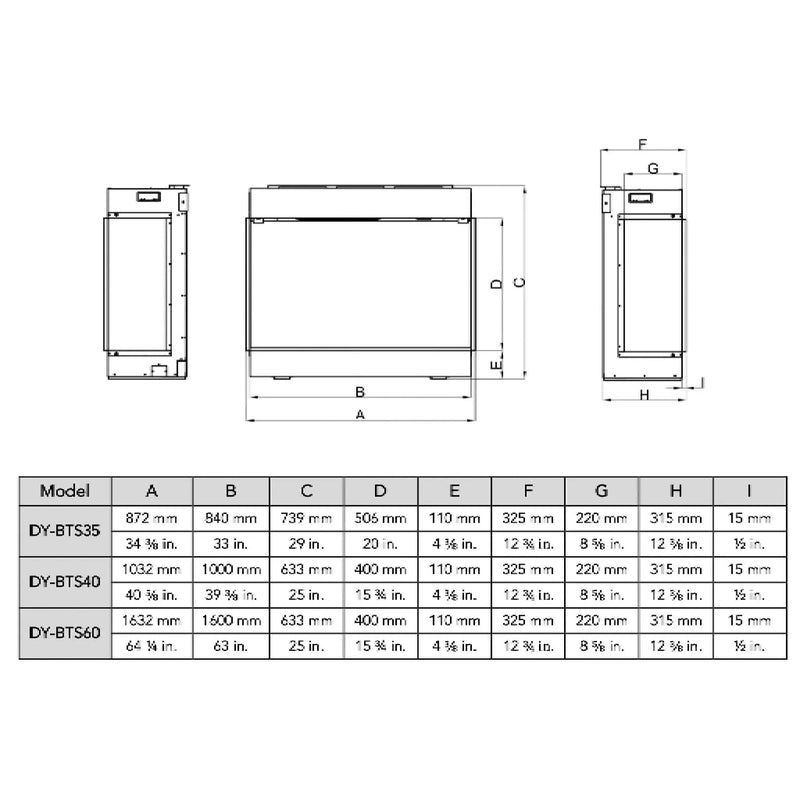 Dynasty Melody 64-Inch Built-In 3 Sided Smart Electric Fireplace [DY-BTS60] (SAK79345) by SAKSBY WHOLESALE