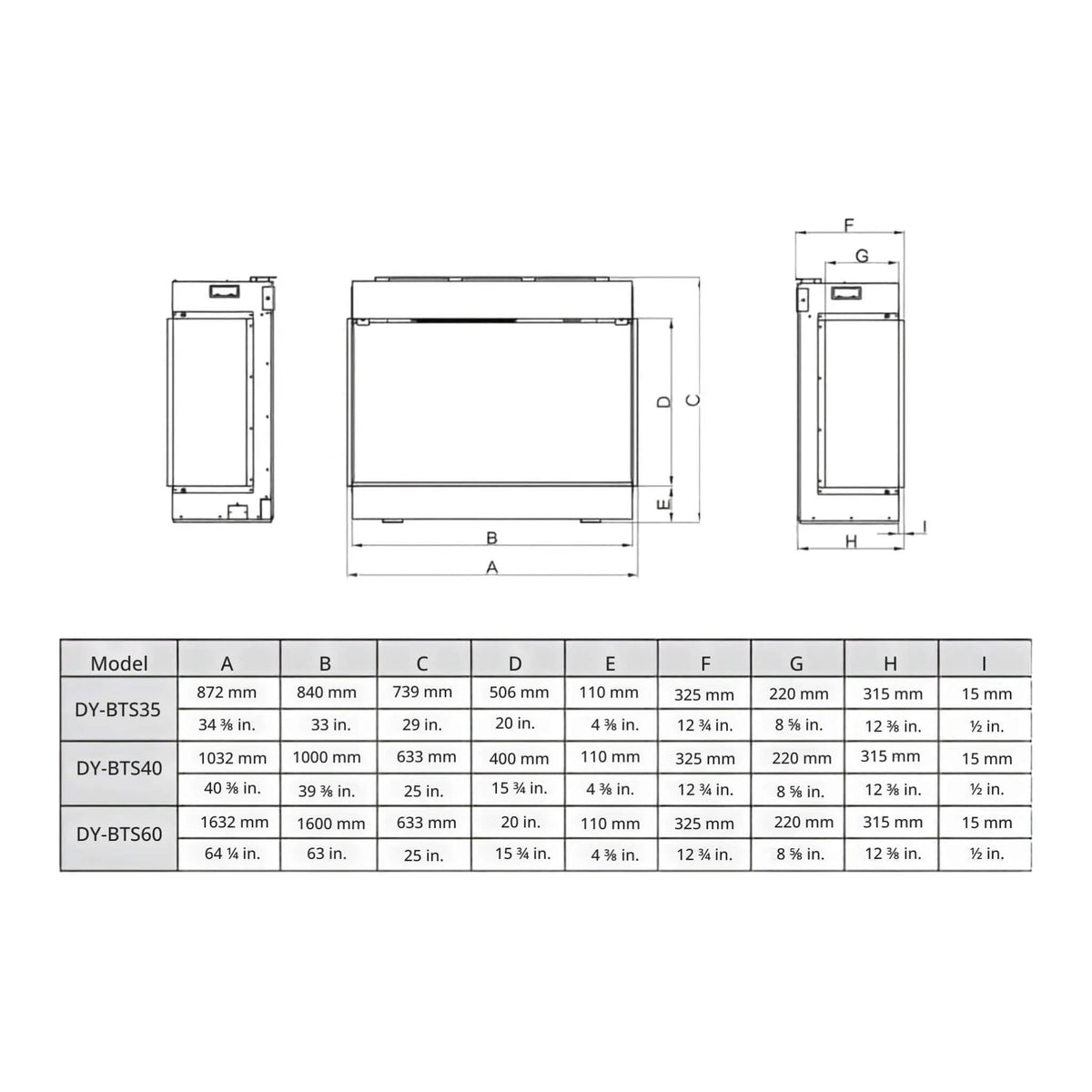 Dynasty Melody 64-Inch Built-In 3 Sided Smart Electric Fireplace [DY-BTS60] (SAK79345) by SAKSBY WHOLESALE