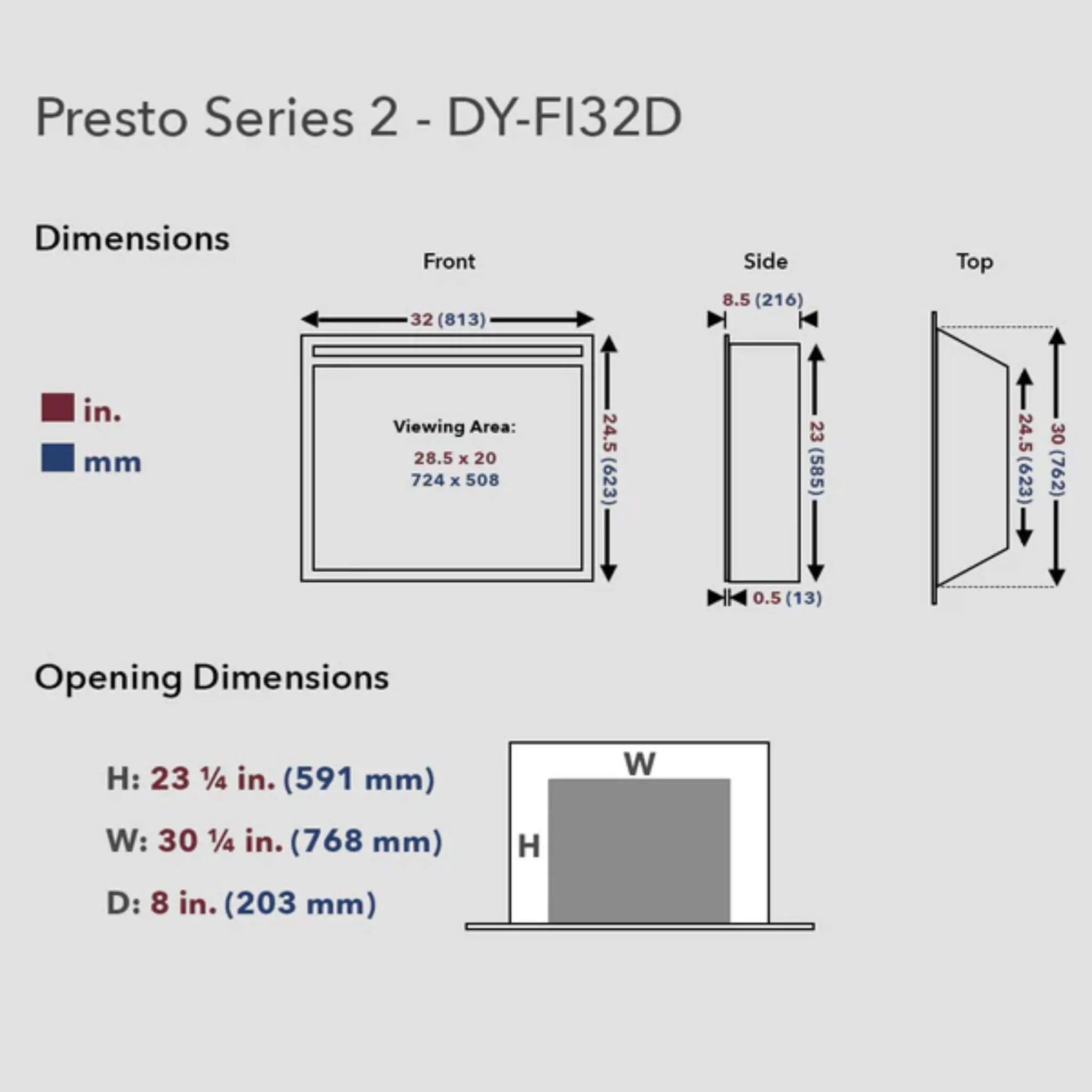 Dynasty Presto 32-Inch Vent Free Electric Firebox Insert With Multifnction Remote Control [DY-FI32D] (SAK54792) by SAKSBY WHOLESALE