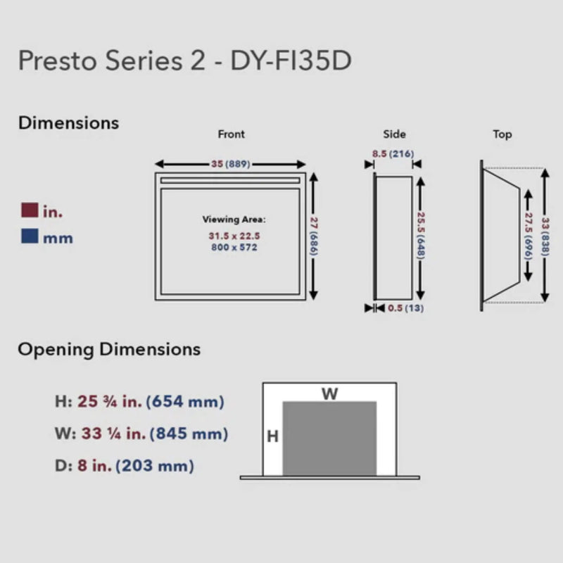 Dynasty Presto 35-Inch Vent Free Electric Firebox Insert With Remote Control [DY-FI35D] (SAK86012) by SAKSBY WHOLESALE