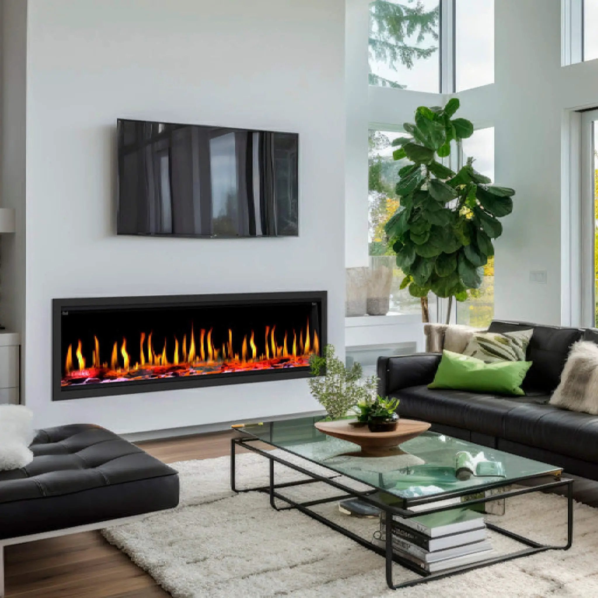 Dynasty Tempo 76-Inch Virtual Linear Electric Fireplace [DY-FVX76] (SAK84710) by SAKSBY WHOLESALE