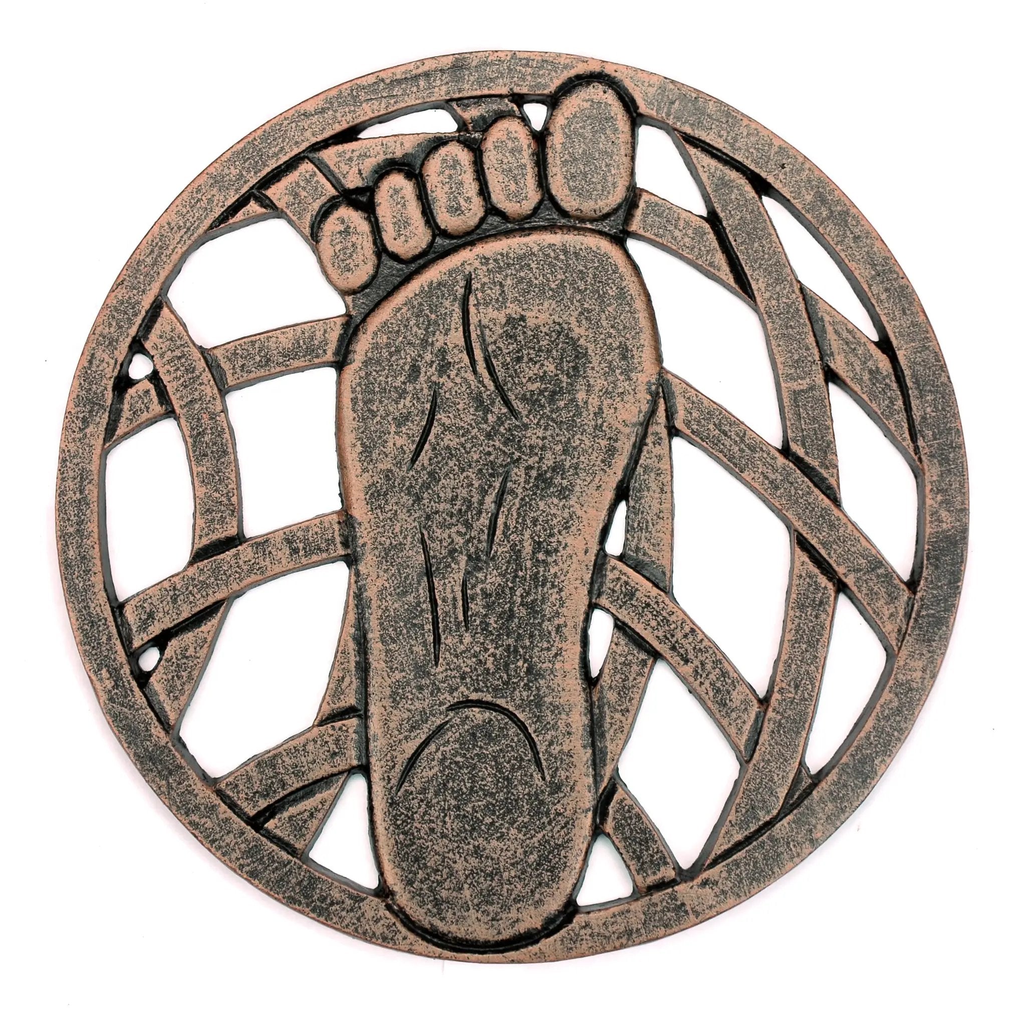 Antique Bronze Metal Stepping Stone Left Foot - Cast Aluminum by Sharicks