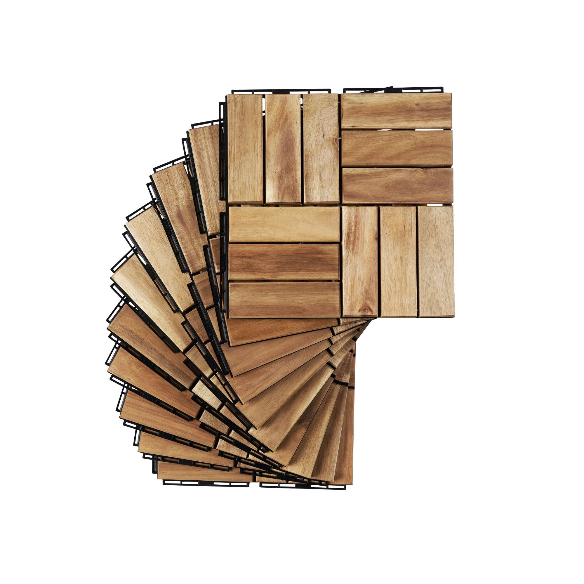 Interlocking Deck Tiles Checker Pattern, Square Acacia Hardwood Outdoor Flooring For Patio, Bancony, Pool Side by HouseOfZazla