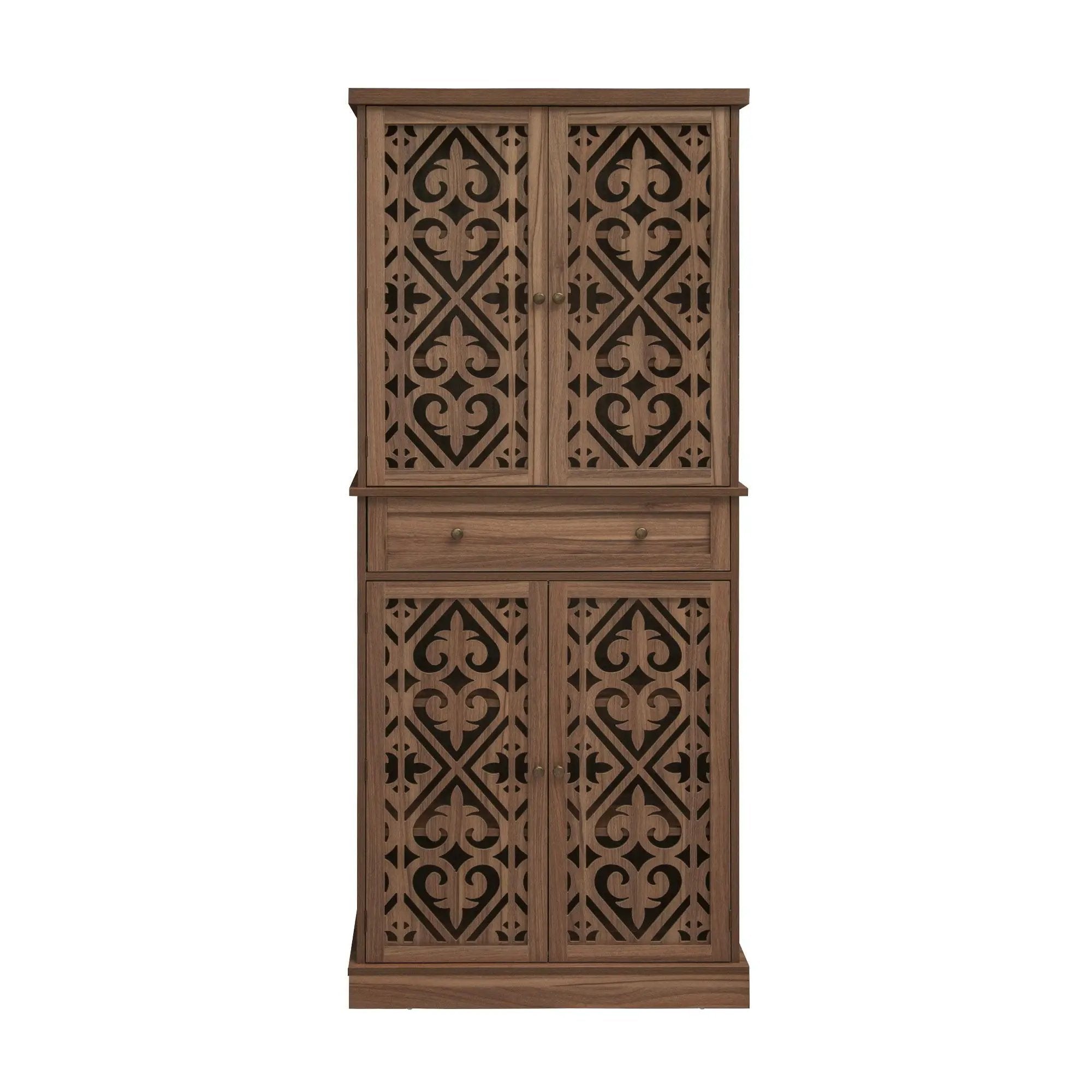 4 Door Cabinet With 1 Drawer, With 4 Adjustable Inner Shelves, Storage Cabinet by Unique Piece Furniture