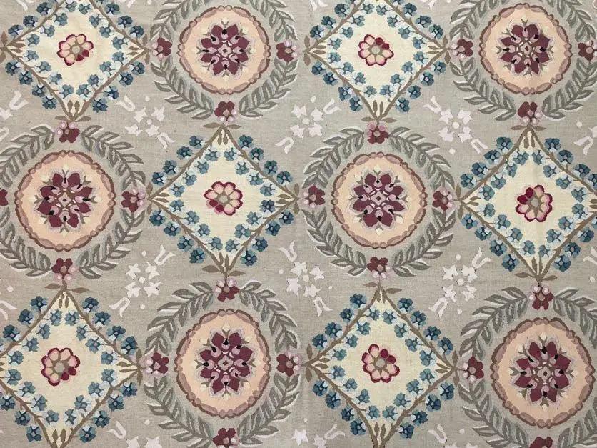 9x13 Needlepoint Carpet, French Design Rug, Hand-Knotted, Brand New Needlepoint Rug 9 x 13, English French European Style, Beige Floral by Jewel Rugs