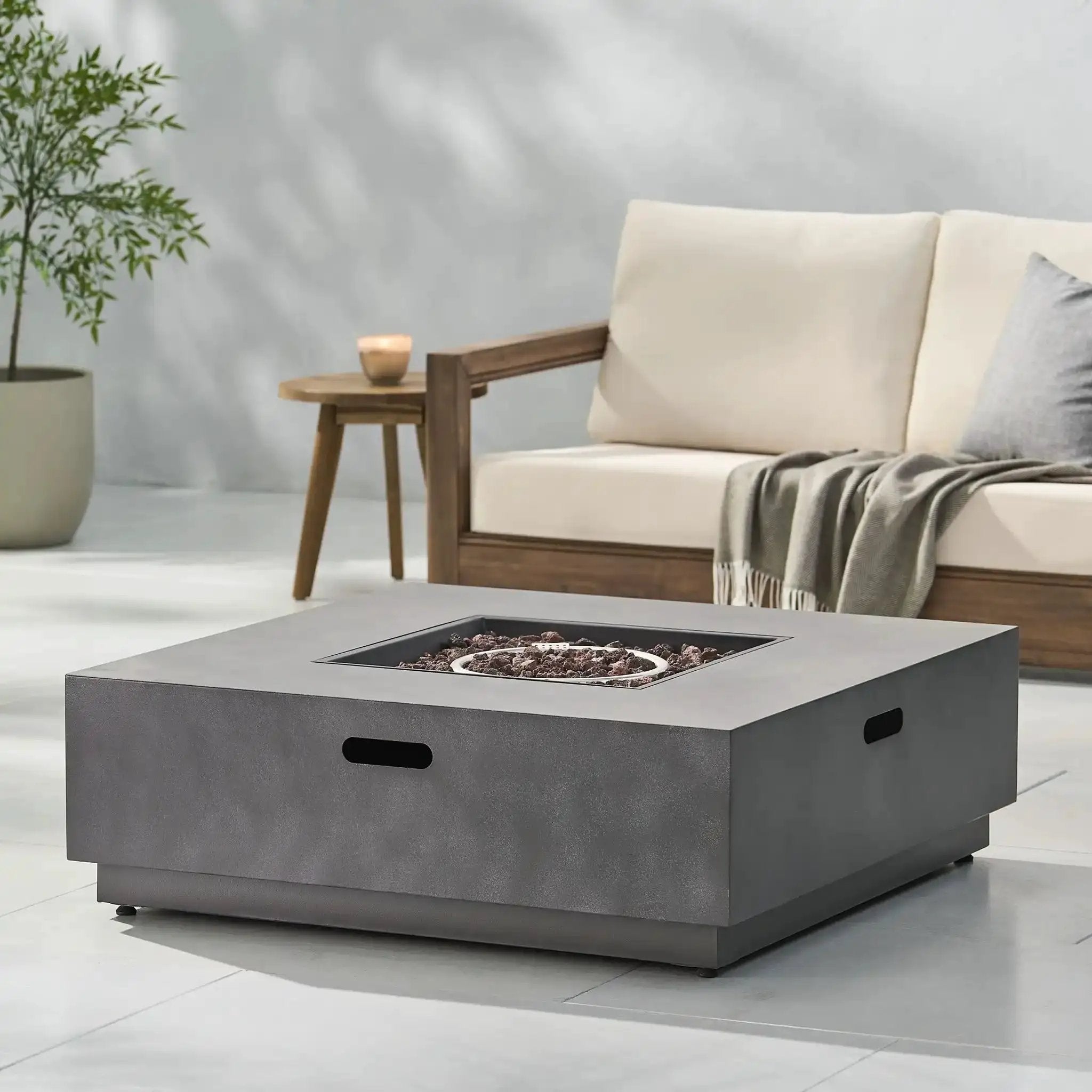 Modern Square Fire Pit With 50,000 BTU by HouseOfZazla