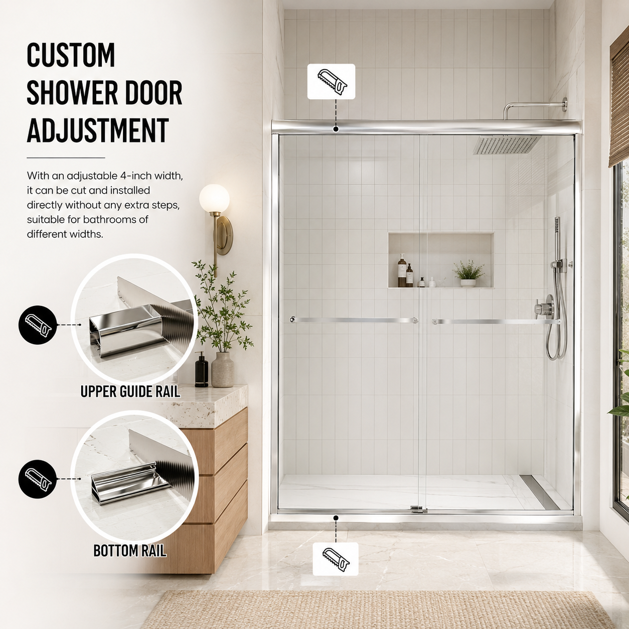 50-54" W x 72" H Framed Double Sliding Shower Door by HouseOfZazla
