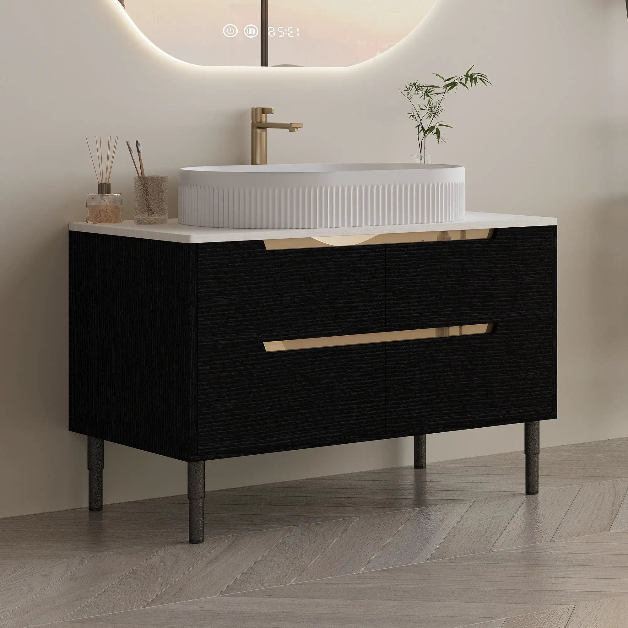 36 Inch Bathroom Vanity with Ceramic Integrated Sink & Soft-Close Drawers by HouseOfZazla