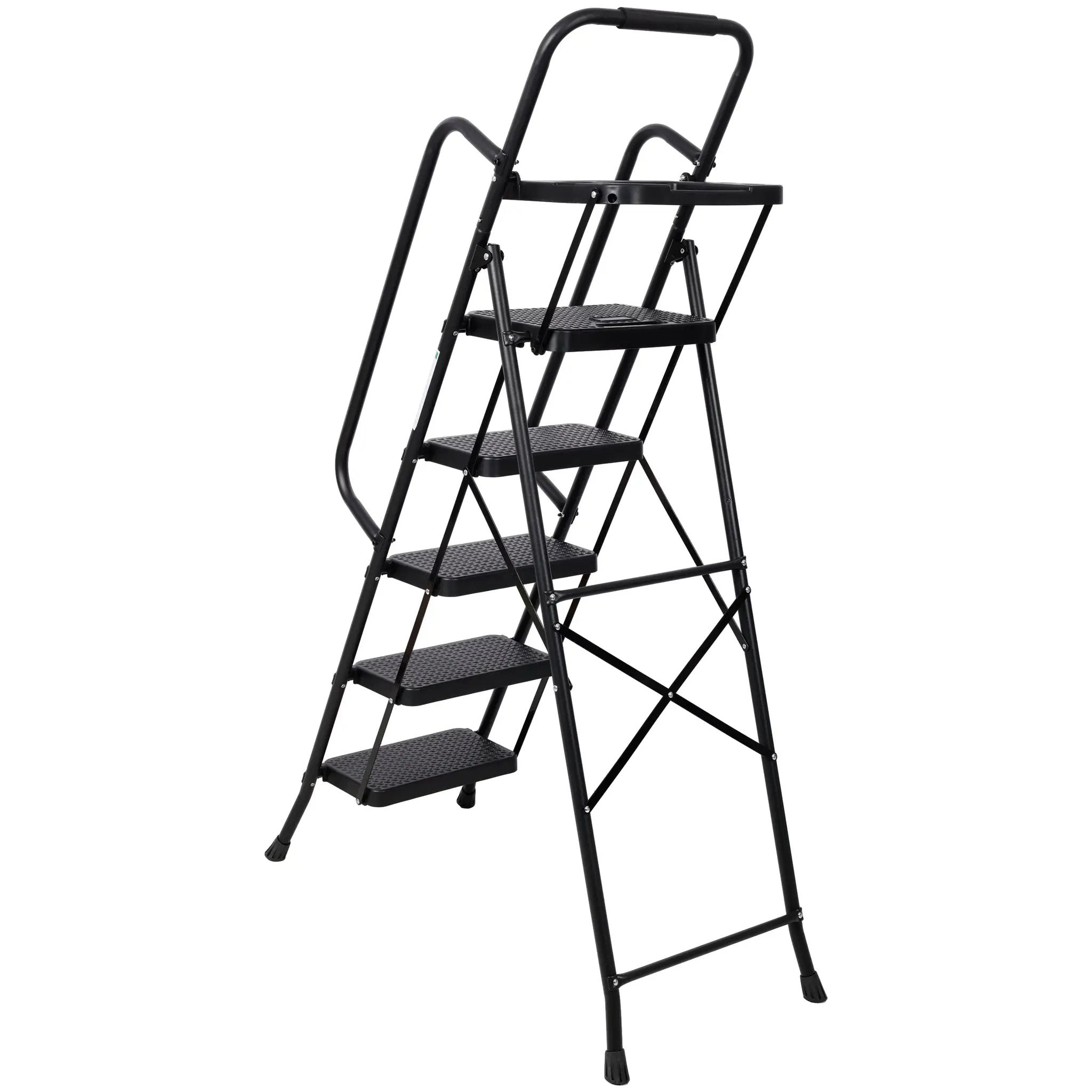 G&H 5 Step Folding Ladder with Wide Anti-Slip Pedal and Handrail by HouseOfZazla
