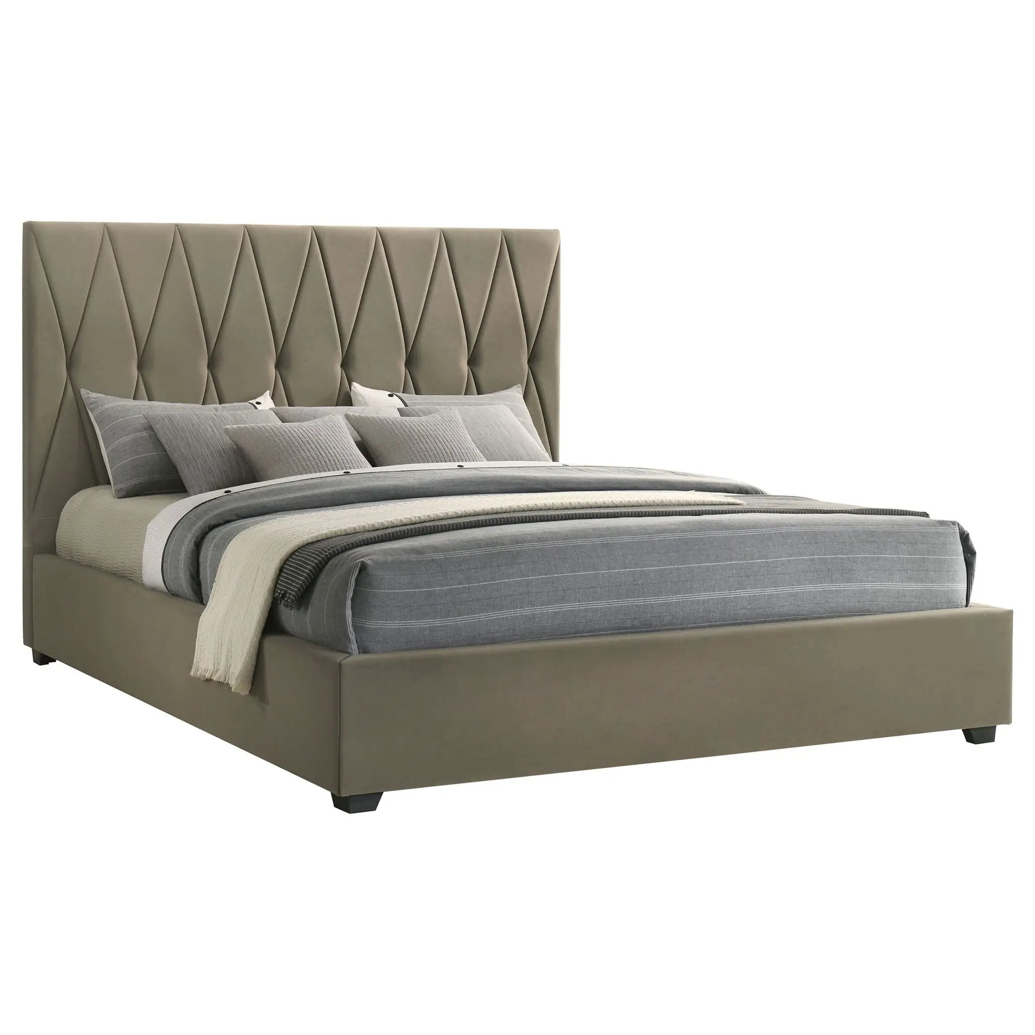 Delsea Upholstered Eastern King Platform Bed Light Brown by Unique Piece Furniture