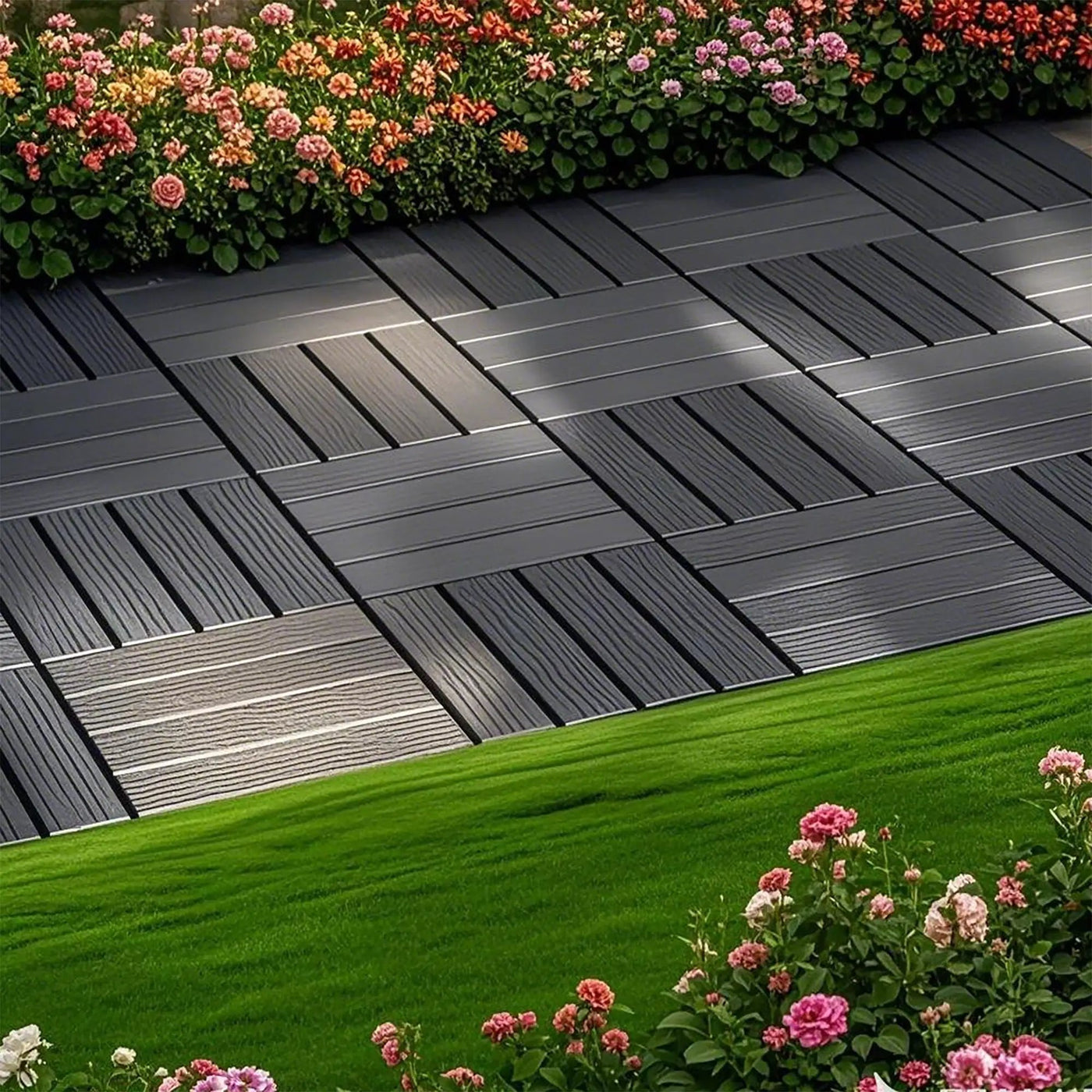 Interlocking Plastic Deck Tiles, Waterproof Outdoor / Indoor Patio Flooring by HouseOfZazla