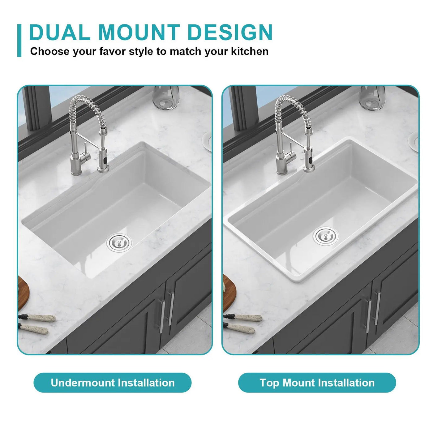 Undermount Workstation Single Bowl Porcelain Ceramic Kitchen Sink by HouseOfZazla