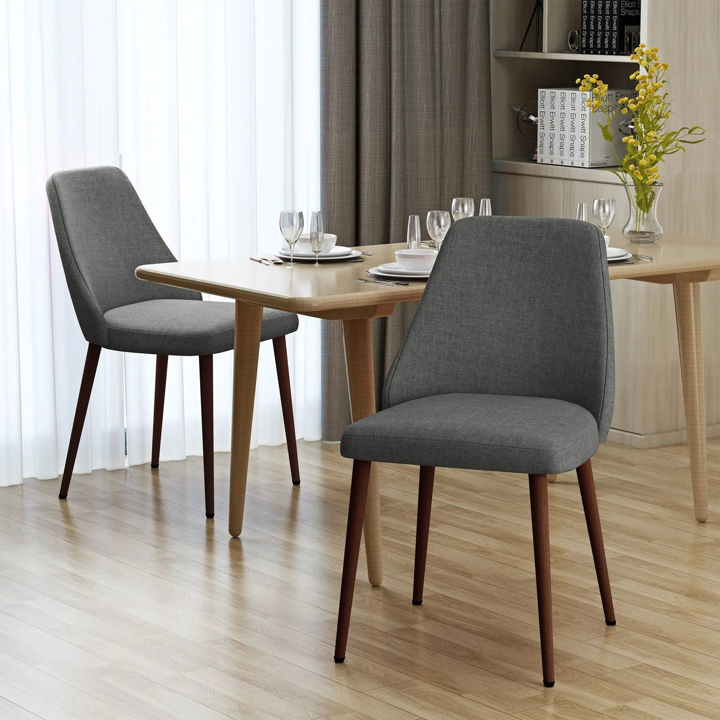 Modern Dining Chair With Iron Legs And Wood Finish by HouseOfZazla