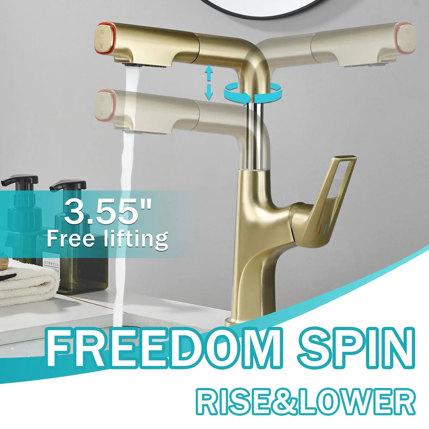 Pull Down Vessel Faucet With Lift Spout & Dual Spray Modes by HouseOfZazla