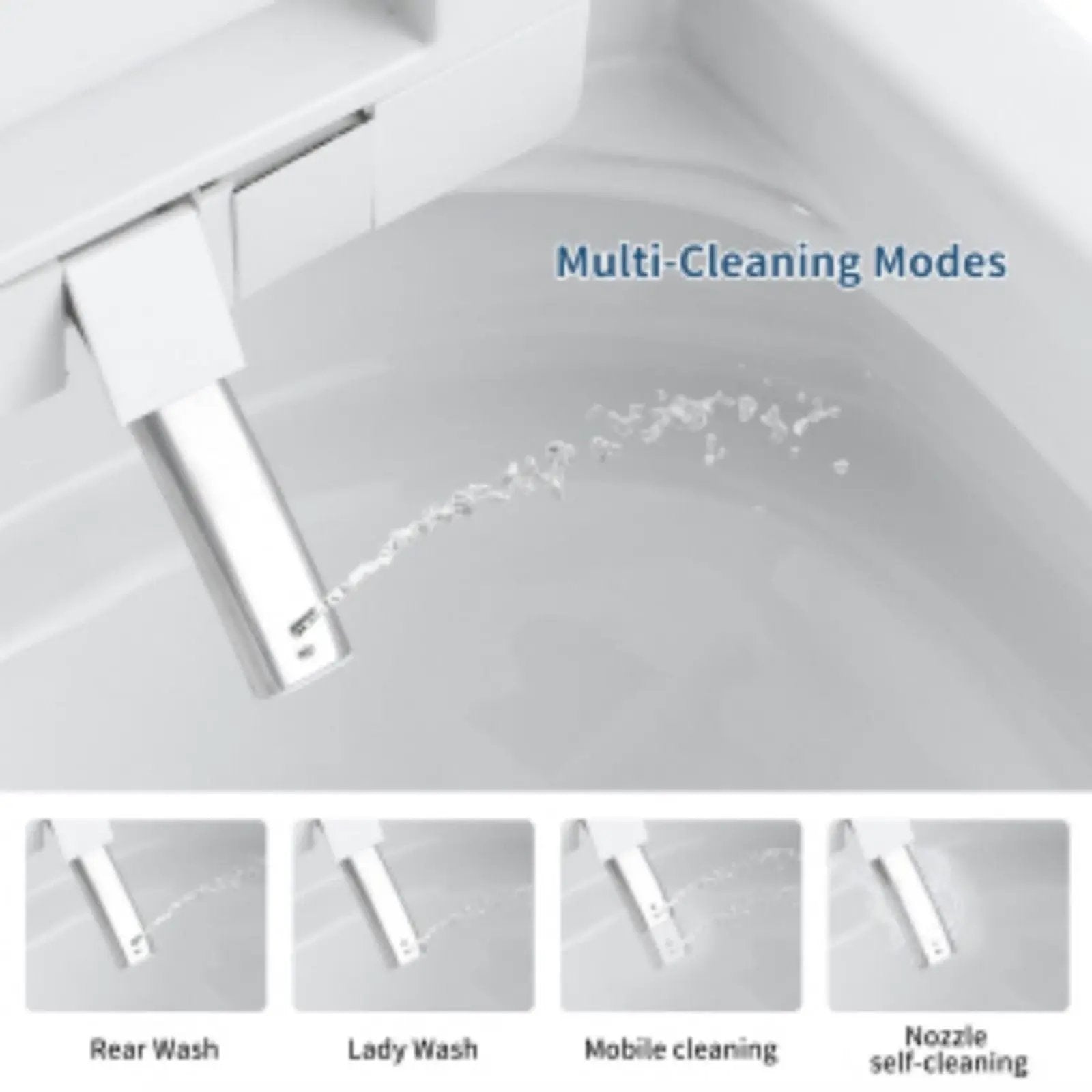 Tankless Smart Toilet With Bidet Built In, 1 Piece, Auto Flush, Auto Open / Close, Heated Seat, Bubble Wash, Warm Water And Dry, Adjustable Temp, Remote Control Side Know - White by HouseOfZazla