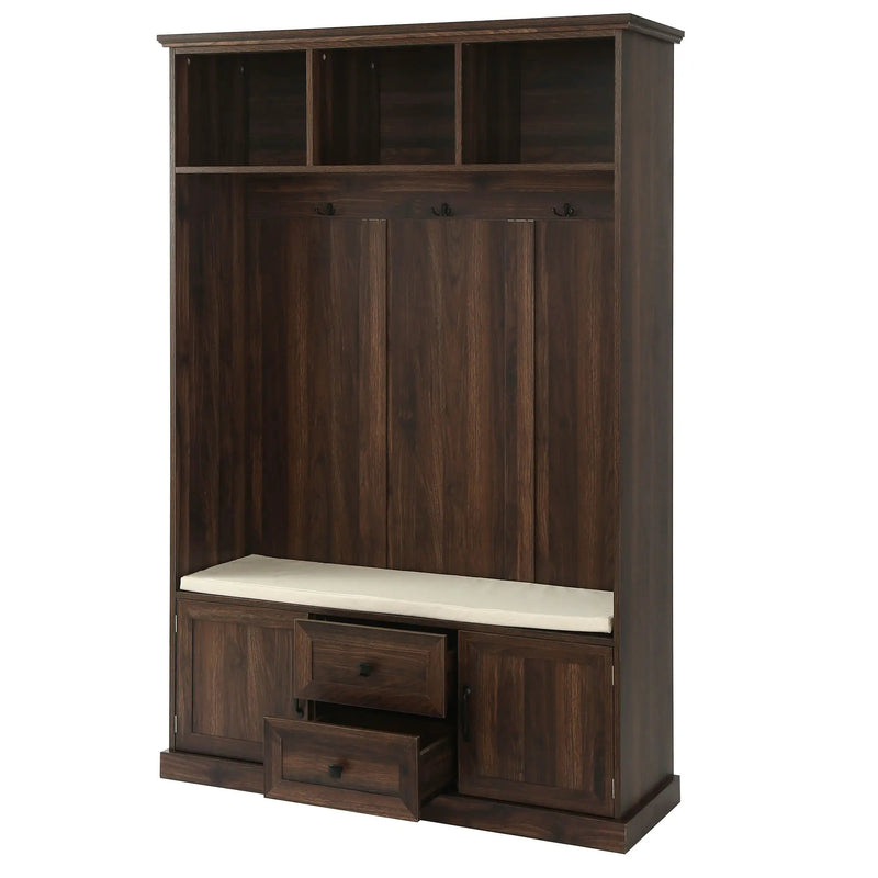 Hall Tree With 3 Hooks, Coat Hanger, Entryway Bench, Storage Bench, 3 In 1 Design by HouseOfZazla