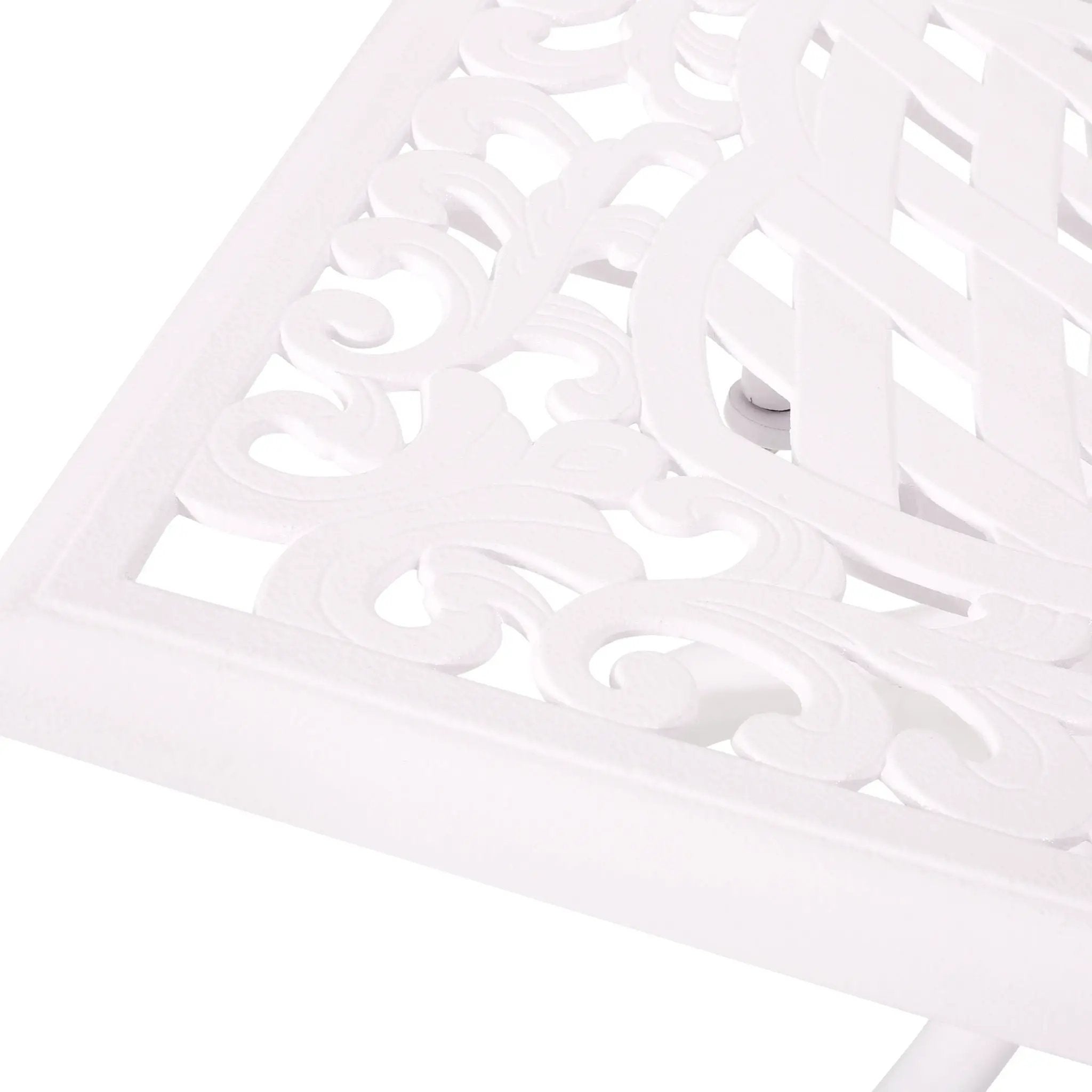 Celestine Outdoor Cast Aluminum Dining Table with Floral Lattice Design and Umbrella Holder by HouseOfZazla