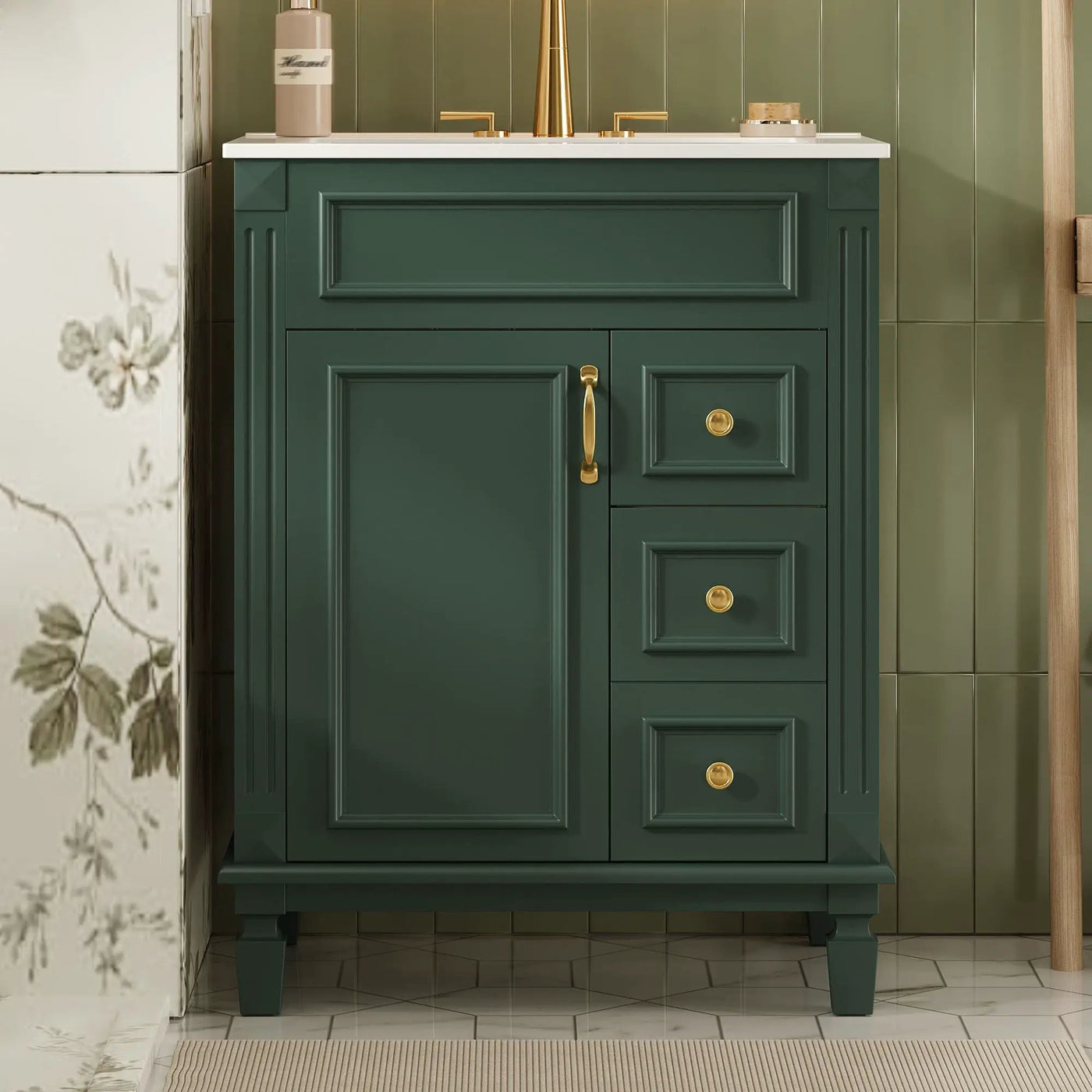 Bathroom Vanity With Sink, Compact Cabinet & 2 Drawers by HouseOfZazla