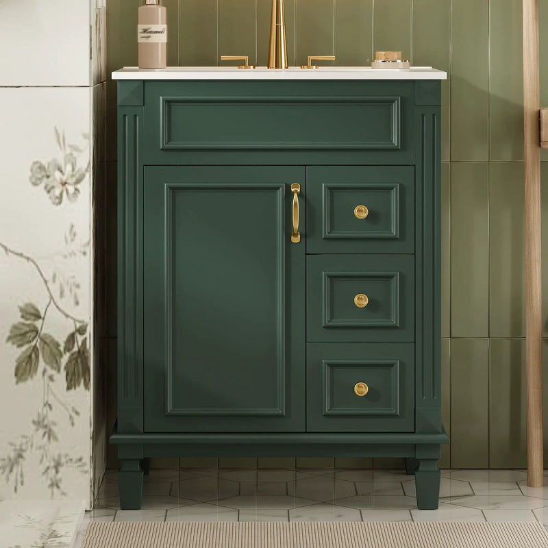 Bathroom Vanity With Sink, Compact Cabinet & 2 Drawers by HouseOfZazla