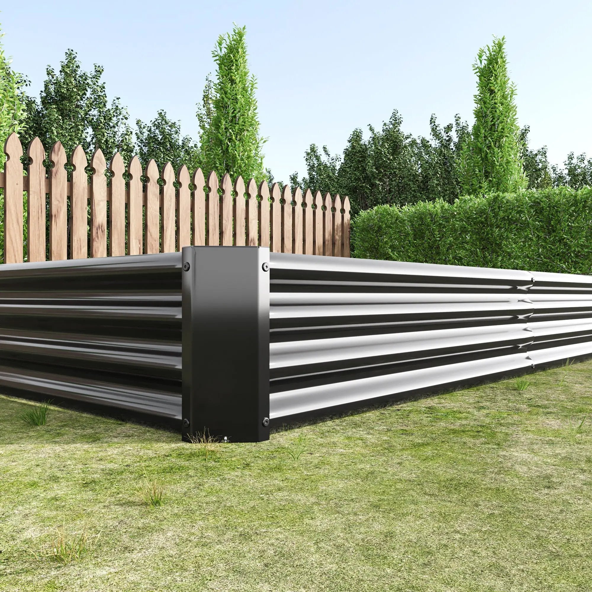 Raised Garden Bed Kit - Metal 7.6x3.7x0.98 ft Black by HouseOfZazla