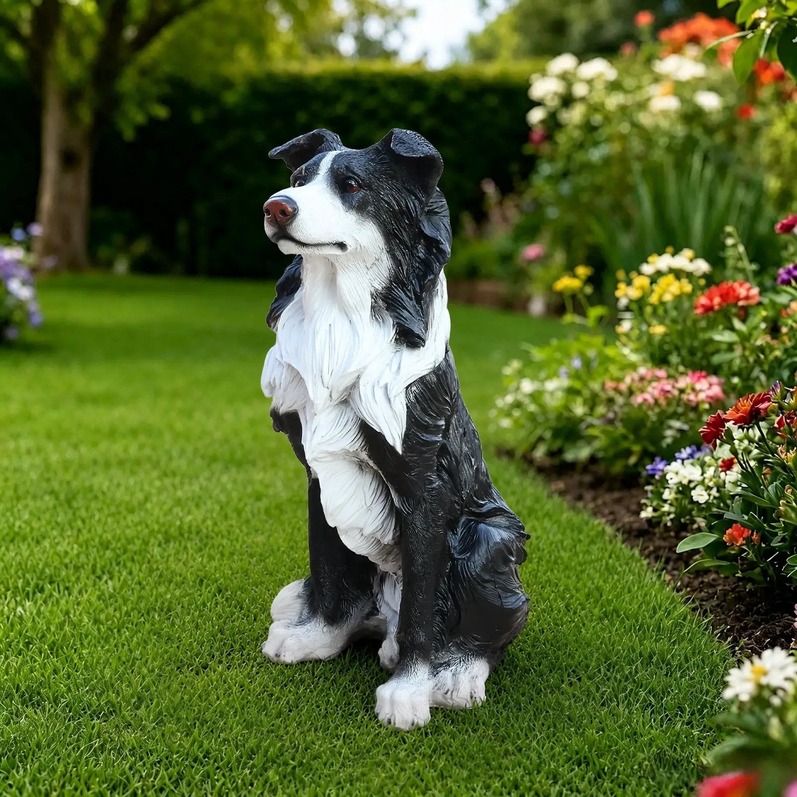 Outdoor Garden Border Collie Dog Statue Greeter by HouseOfZazla