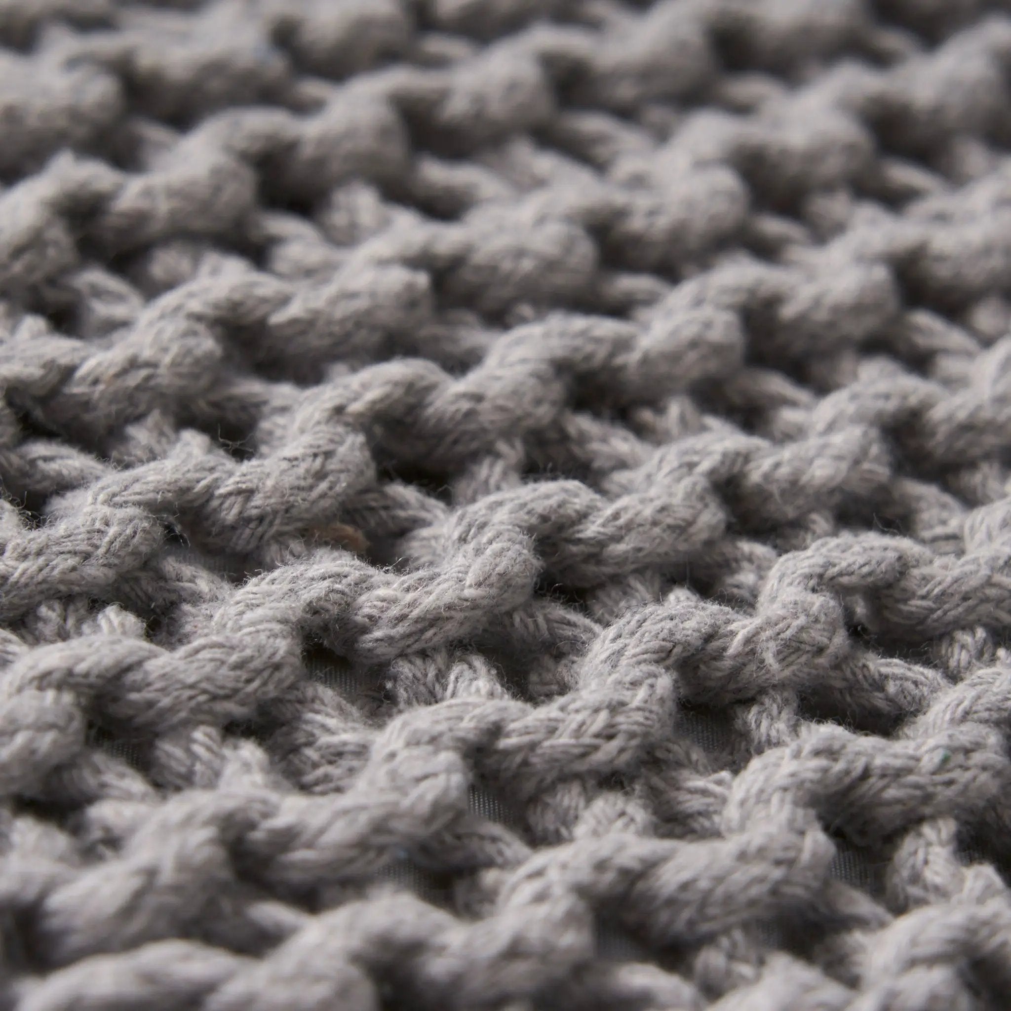 Chabani - Indoor Modern Knitted Fabric Cube Pouf Ottoman - Light Gray by HouseOfZazla
