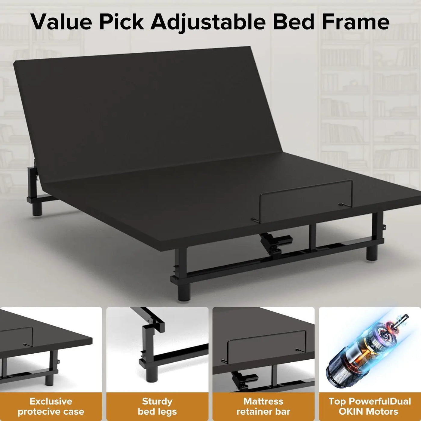 Adjustable Bed Base Frame With Wireless Remote, 4 USB Ports, Under Bed Nightlights, Zero Gravity by HouseOfZazla